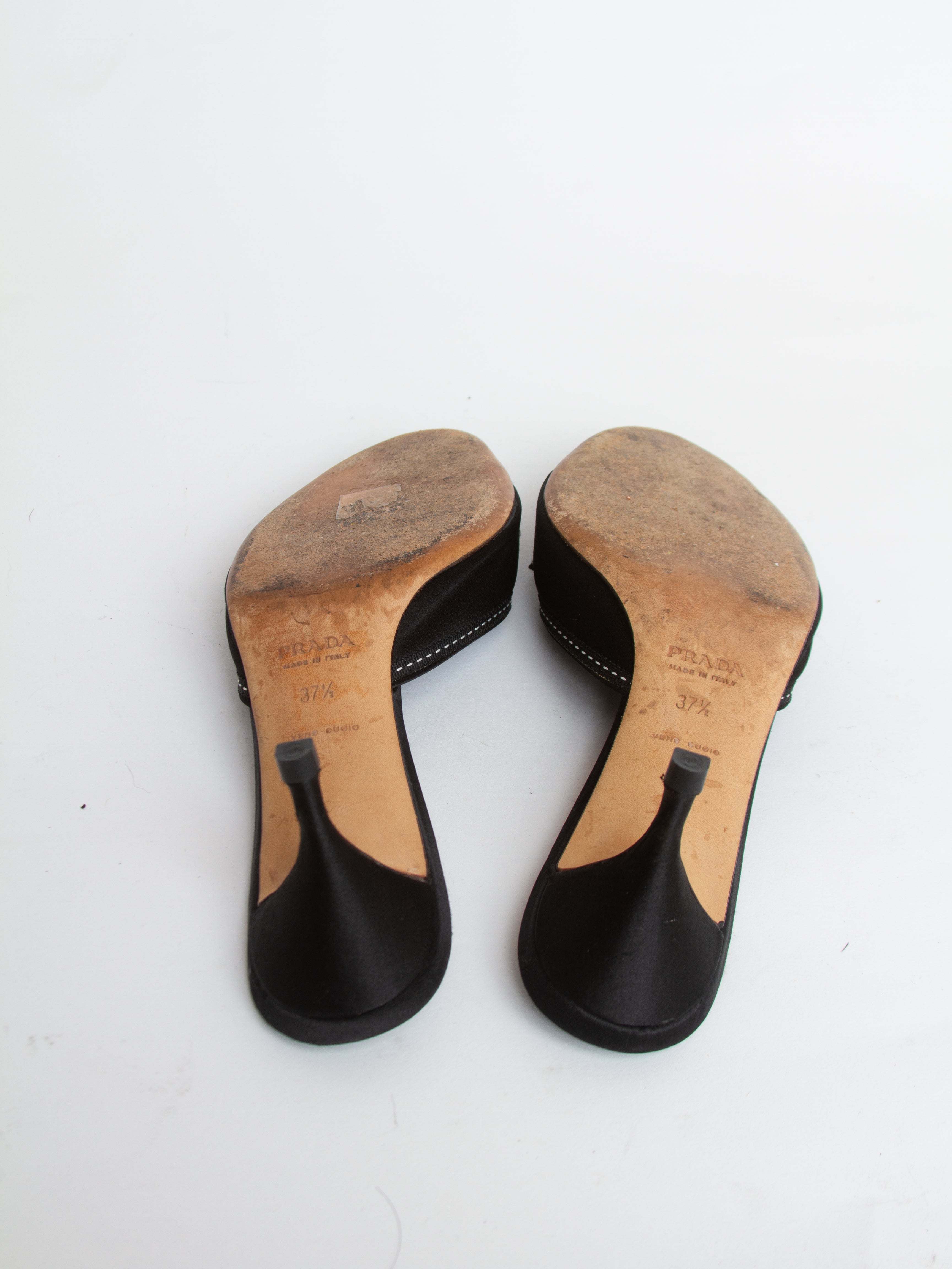 Vintage 2000s Prada Size 37.5 Satin Kitten Heels | Y2K Designer Shoes