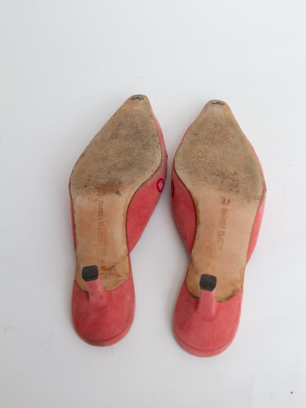 Manolo Blahnik Pink Embroidered Mules | Y2K Designer Shoes Heels