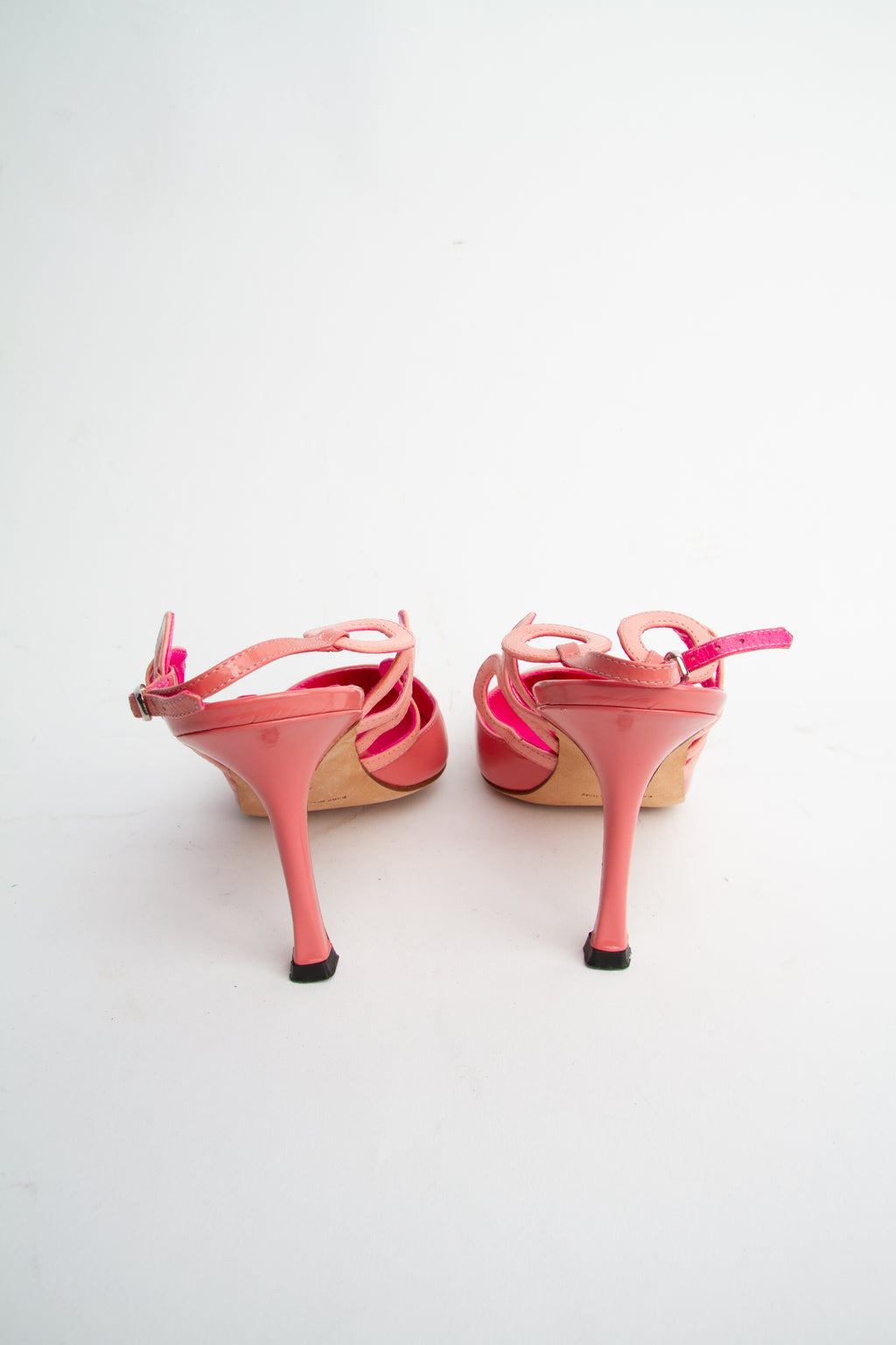 Manolo Blahnik Size 39 Pink Patent Leather Slingbacks | Y2K Designer Heels Shoes