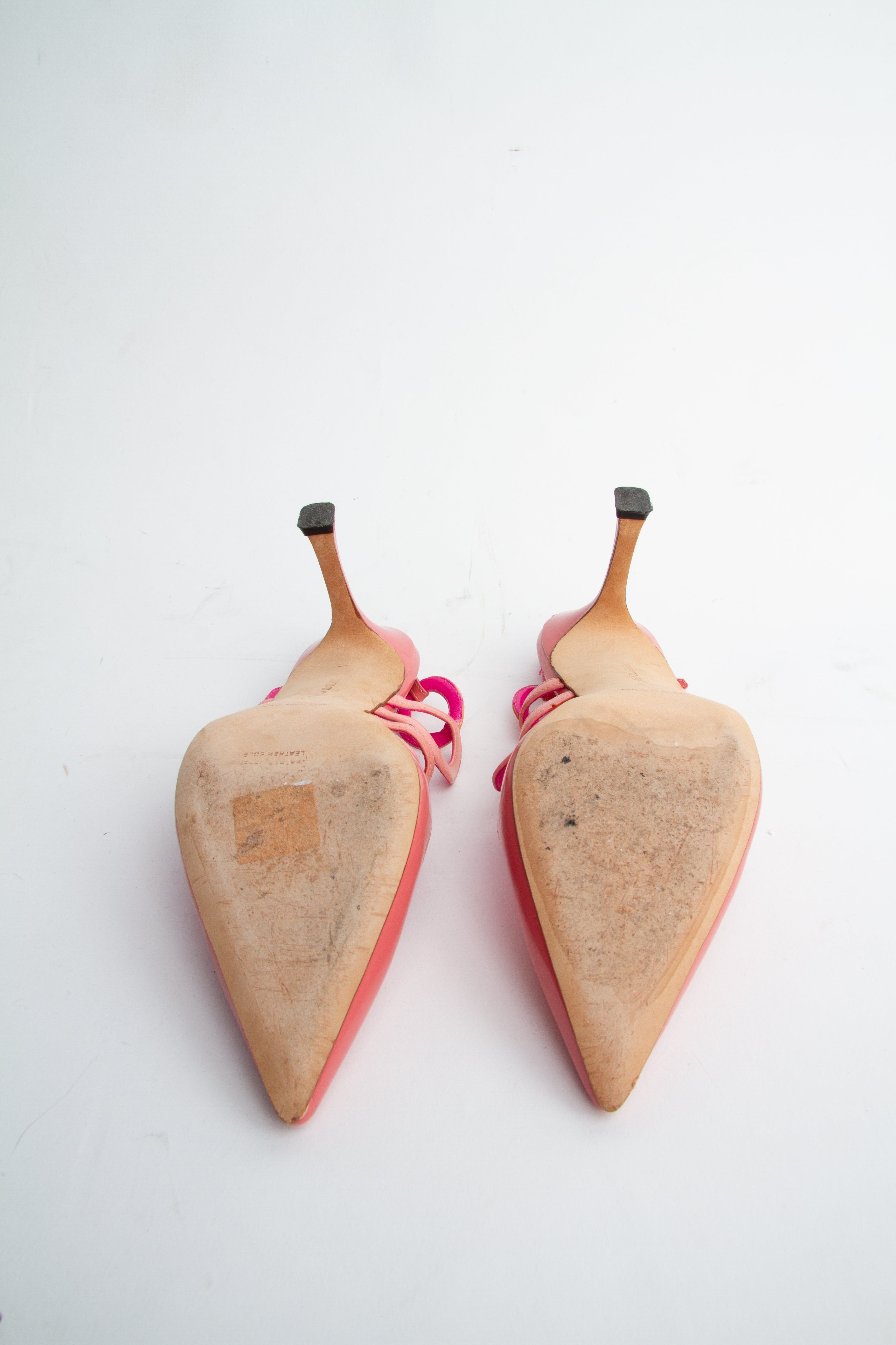 Manolo Blahnik Size 39 Pink Patent Leather Slingbacks | Y2K Designer Heels Shoes