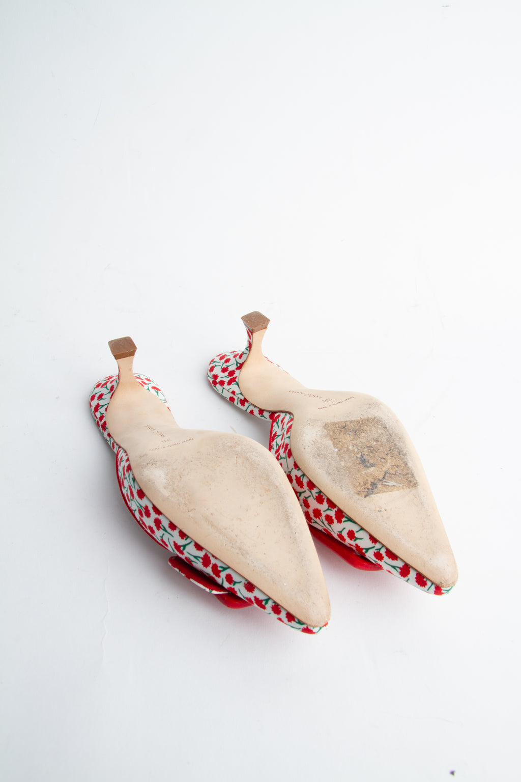 Manolo Blahnik Size 38 Floral Pattern Mules | Y2K Designer Heels Shoes