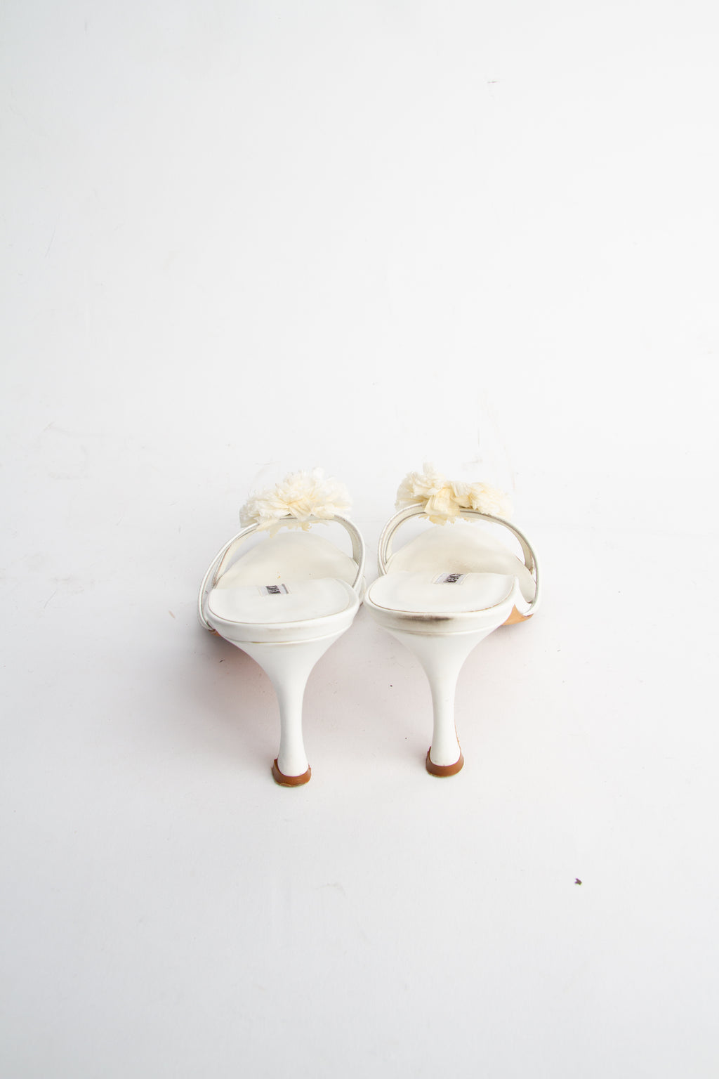 Manolo Blahnik Size 36 White Leather Mules | Y2K Designer Heels Shoes
