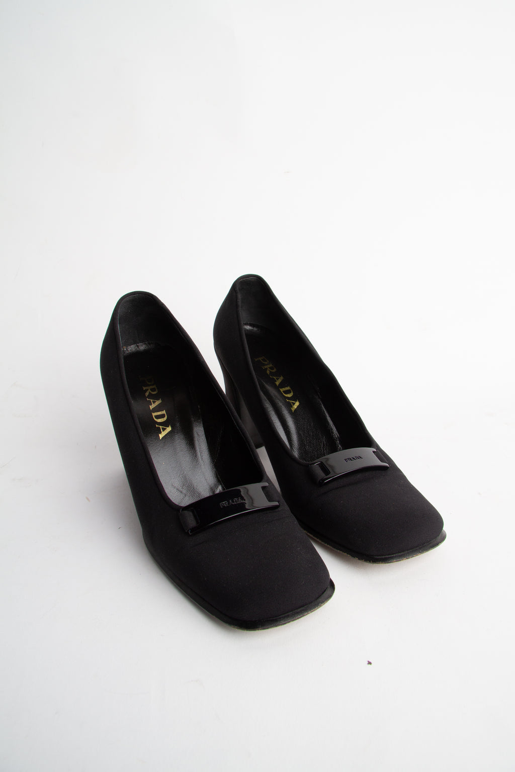 Vintage Prada 1999 Size 37 Nylon Squaretoe Pumps | Y2K Designer Heels Shoes
