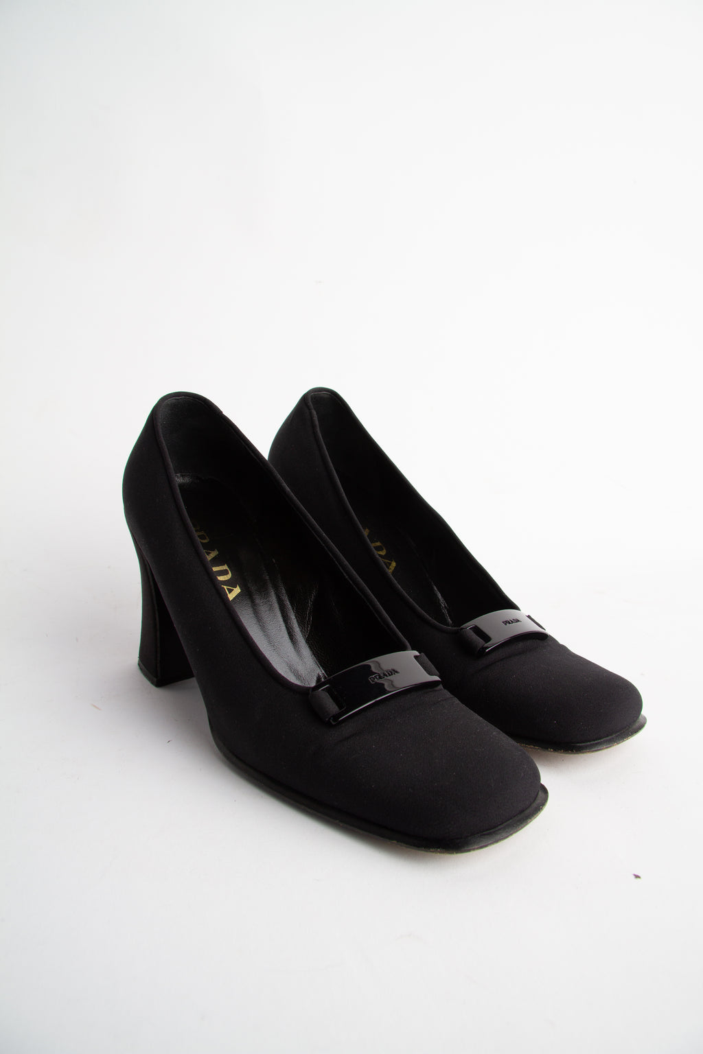 Vintage Prada 1999 Size 37 Nylon Squaretoe Pumps | Y2K Designer Heels Shoes