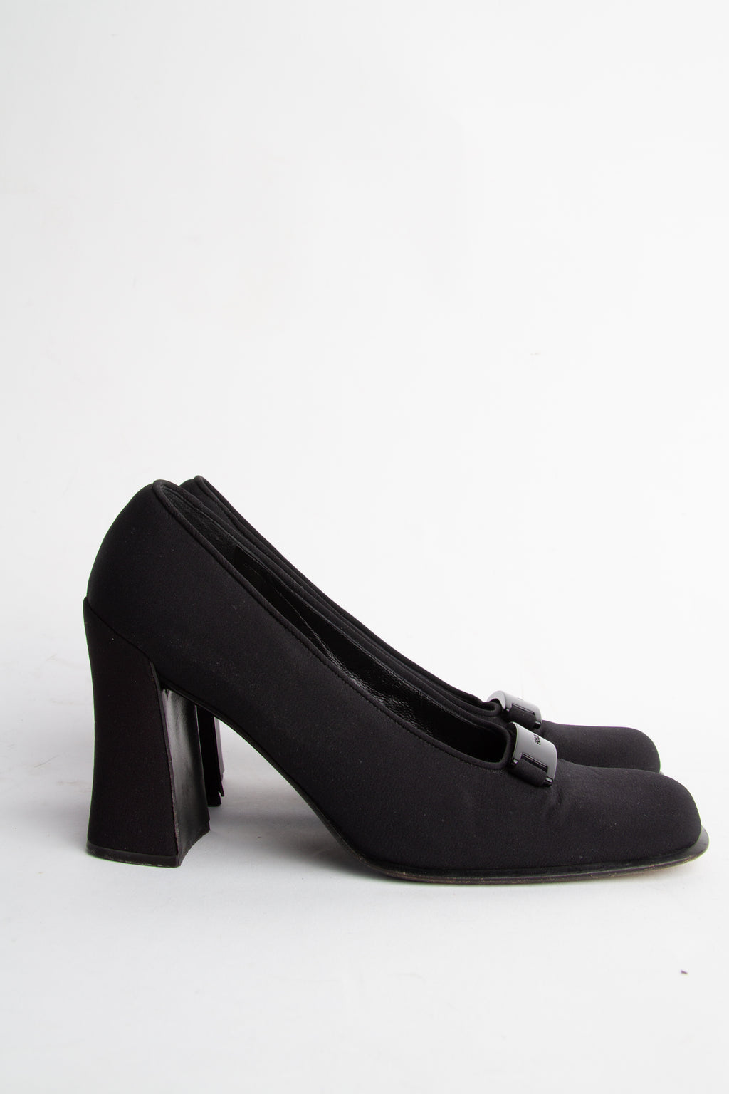 Vintage Prada 1999 Size 37 Nylon Squaretoe Pumps | Y2K Designer Heels Shoes
