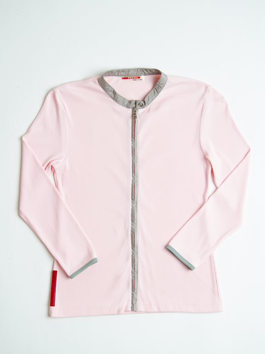Vintage Prada Sport Pink Long Sleeve Zip Up Nylon Top