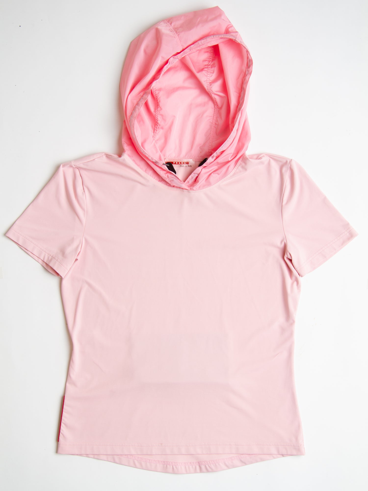 Vintage Prada Sport Pink Short Sleeve Top With Hood