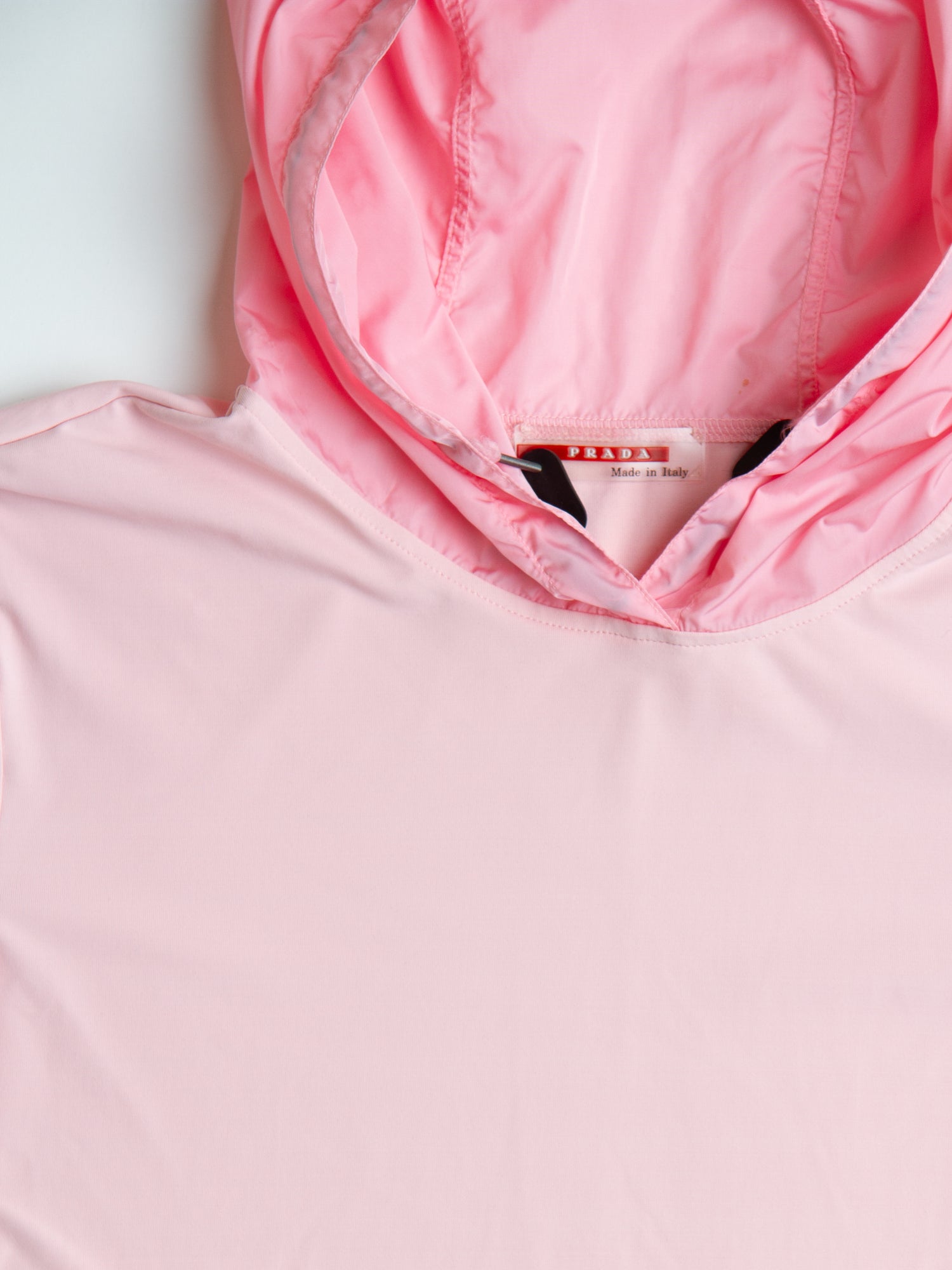 Vintage Prada Sport Pink Short Sleeve Top With Hood