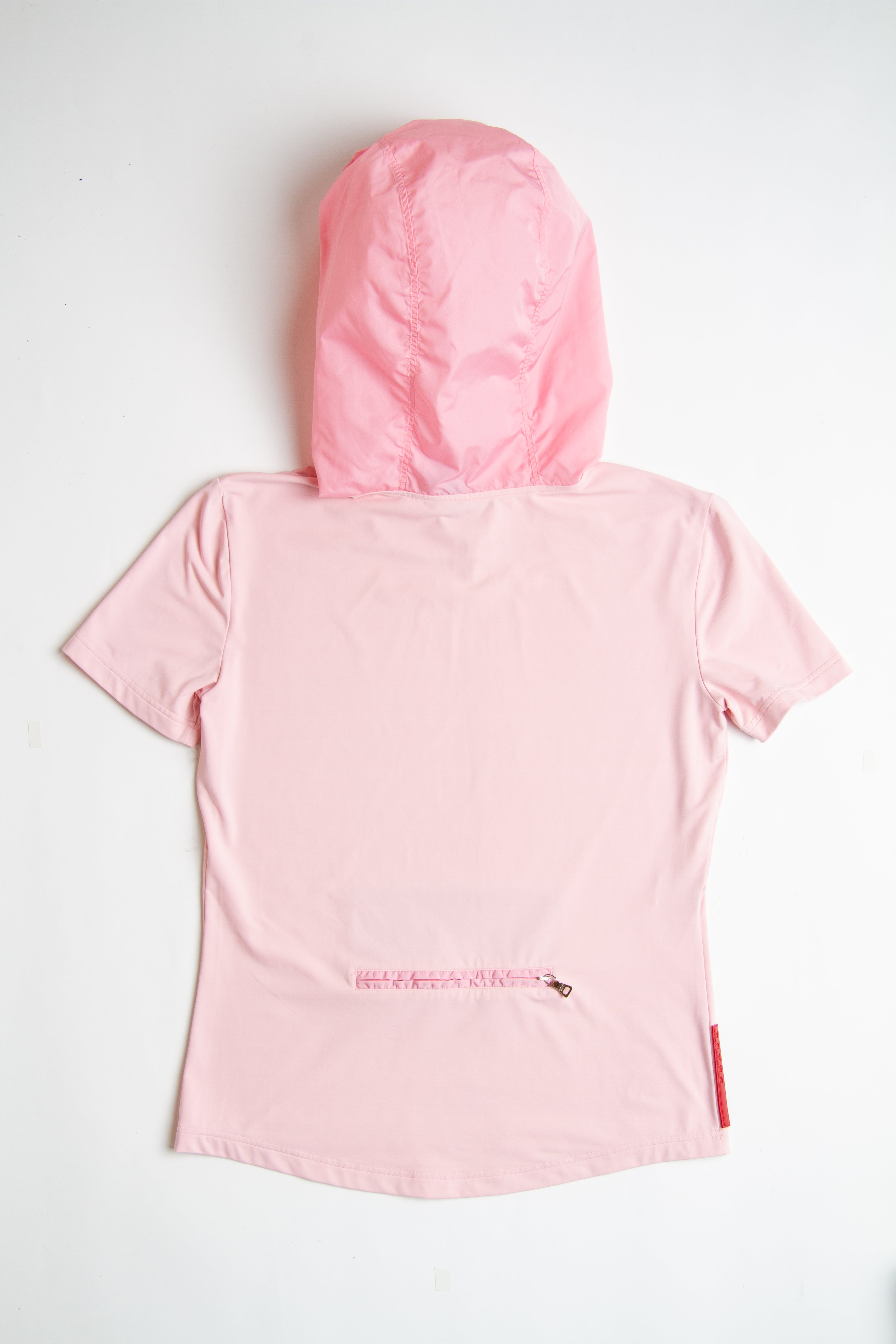 Vintage Prada Sport Pink Short Sleeve Top With Hood