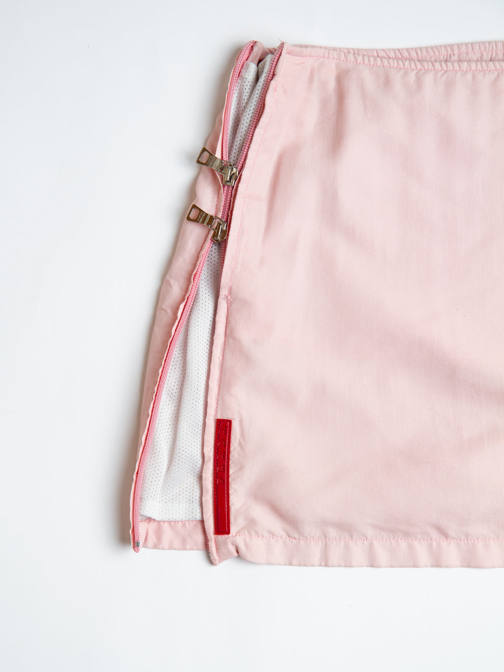 Vintage Prada Sport Pink Double Zipper Mini Skirt Waist Size 26
