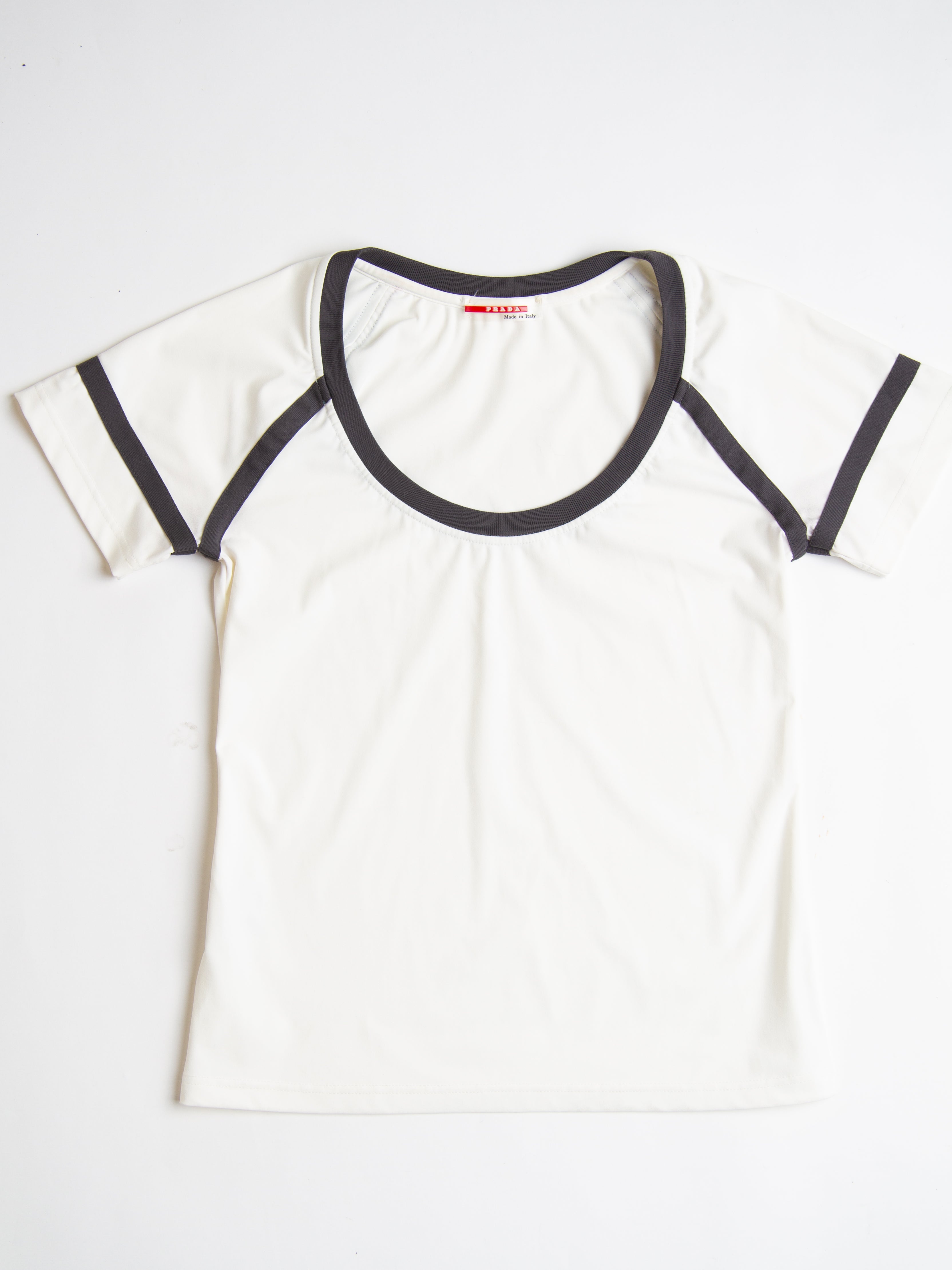 Vintage Prada Sport White Striped Top Skirt Set