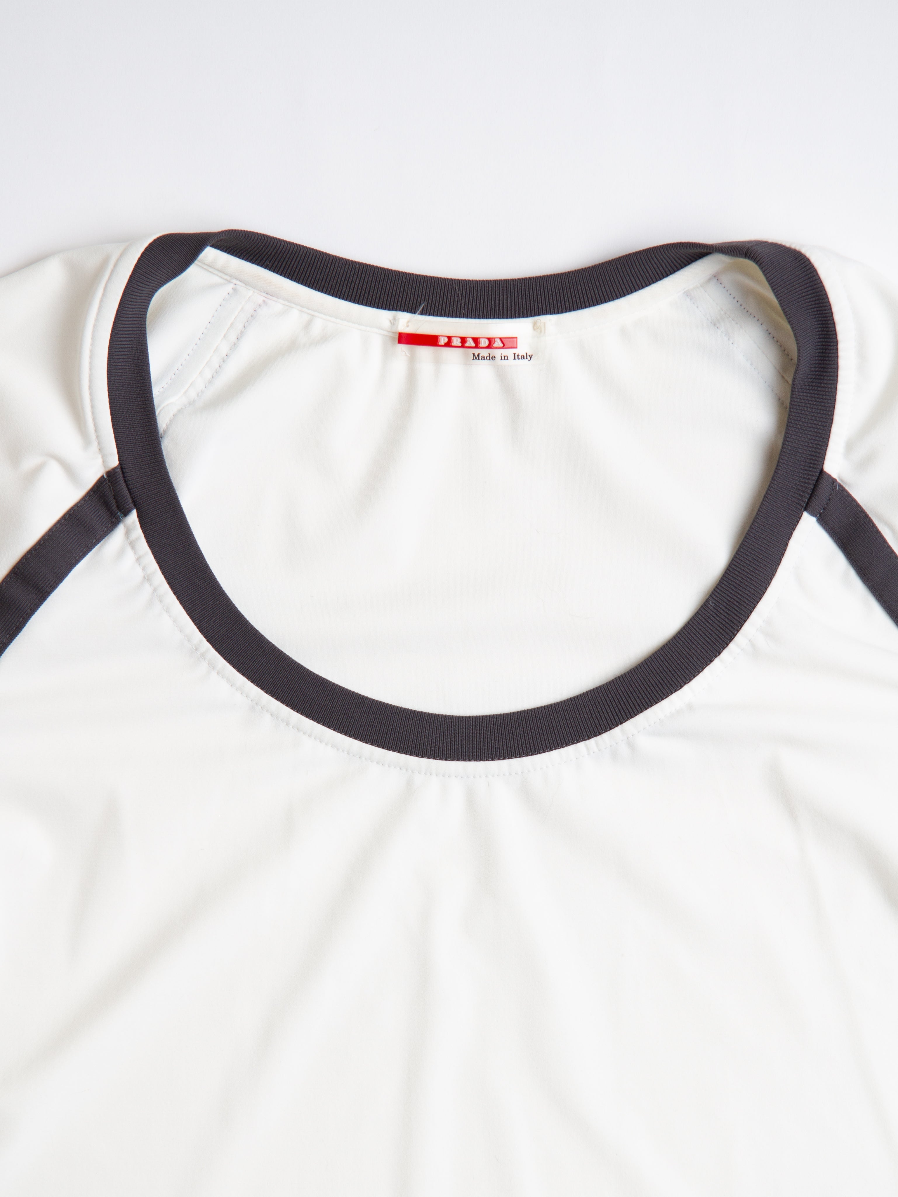 Vintage Prada Sport White Striped Top Skirt Set