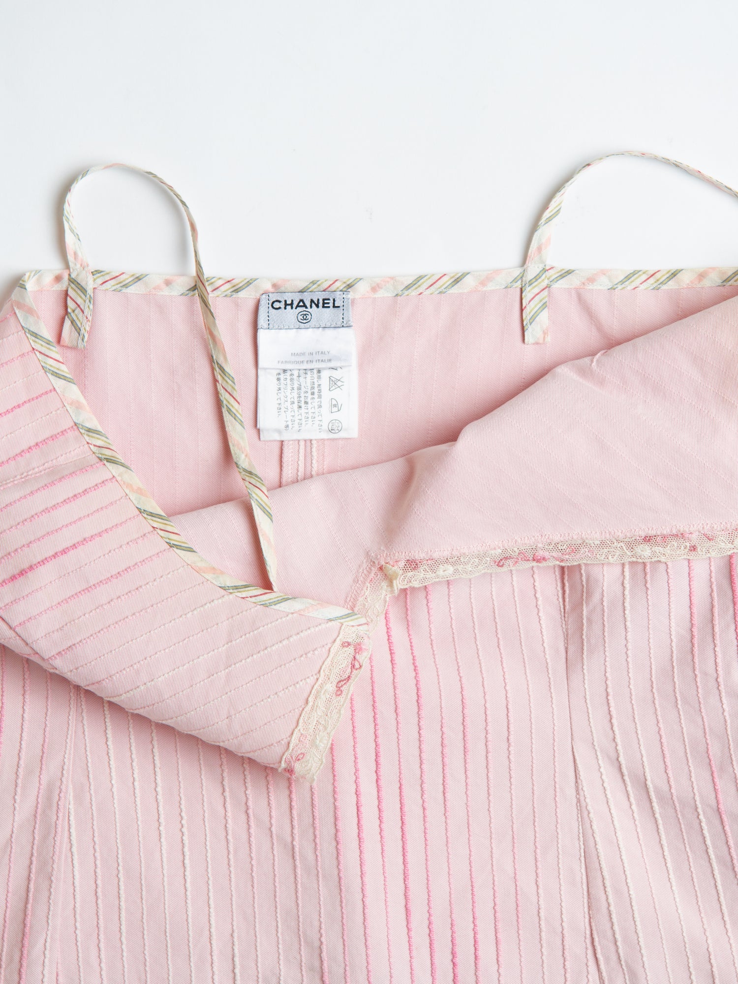 Chanel 2003 Spring Pink Camisole Pleated Skirt Set US 2