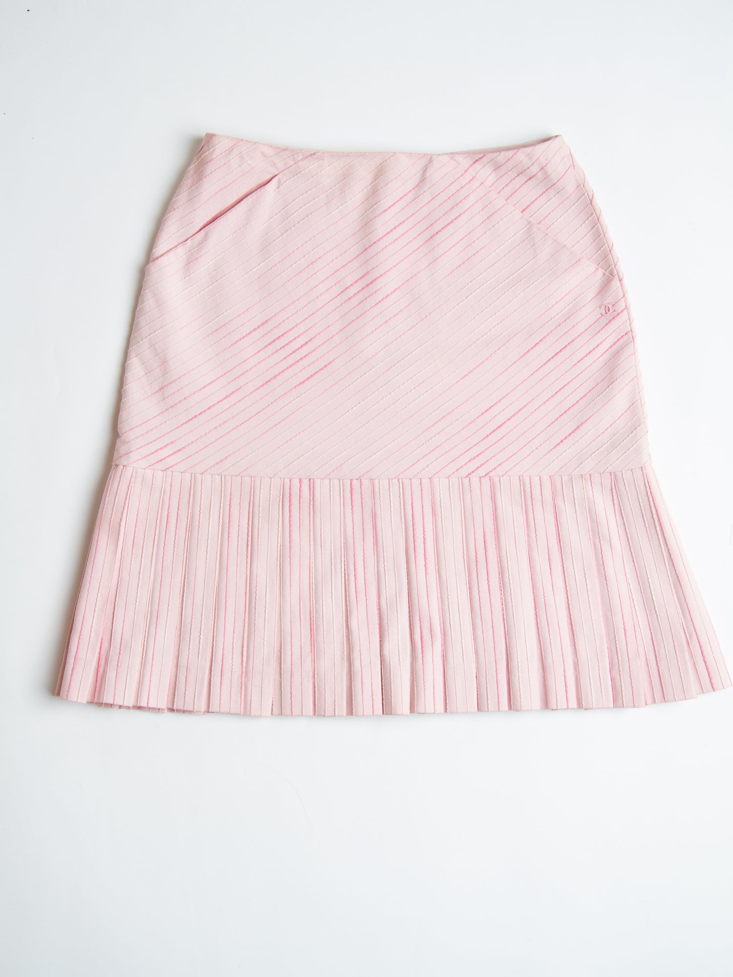 Chanel 2003 Spring Pink Camisole Pleated Skirt Set US 2