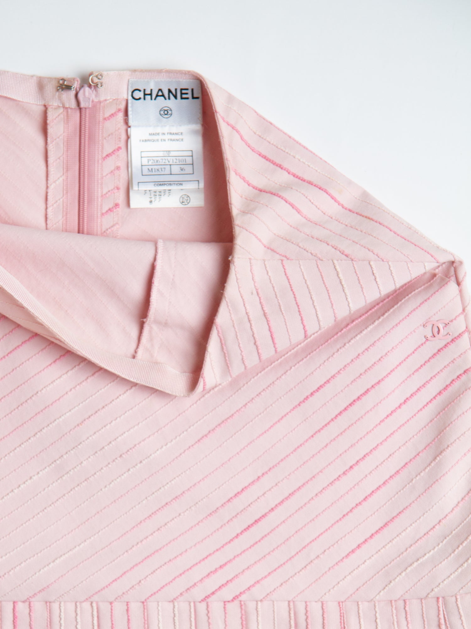 Chanel 2003 Spring Pink Camisole Pleated Skirt Set US 2