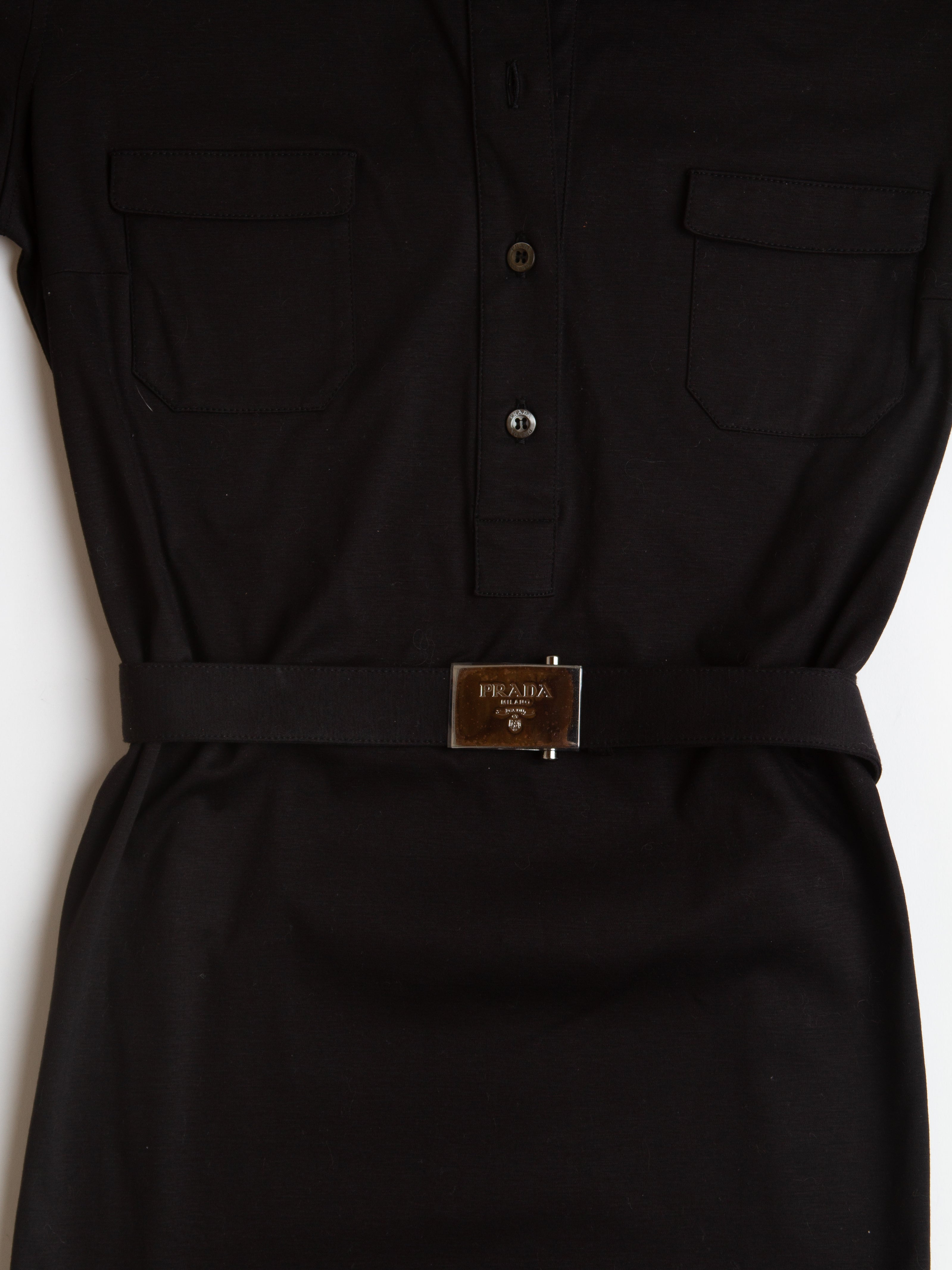 Vintage Prada Sport Buckled Short Sleeve Utility Dress Size Medium