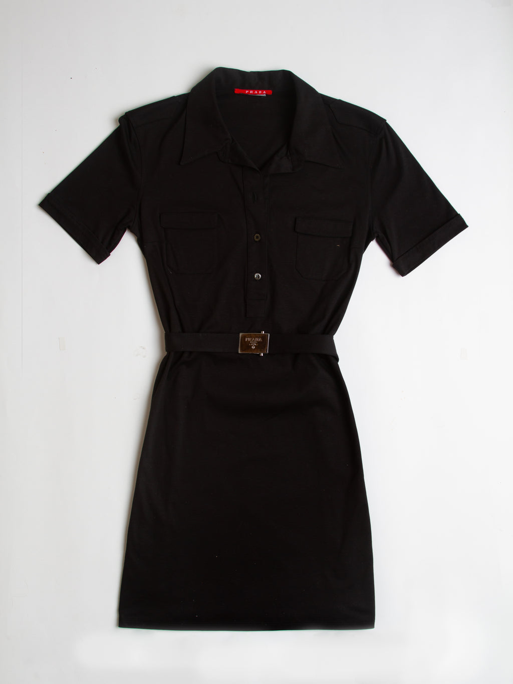 Vintage Prada Sport Buckled Short Sleeve Utility Dress Size Medium