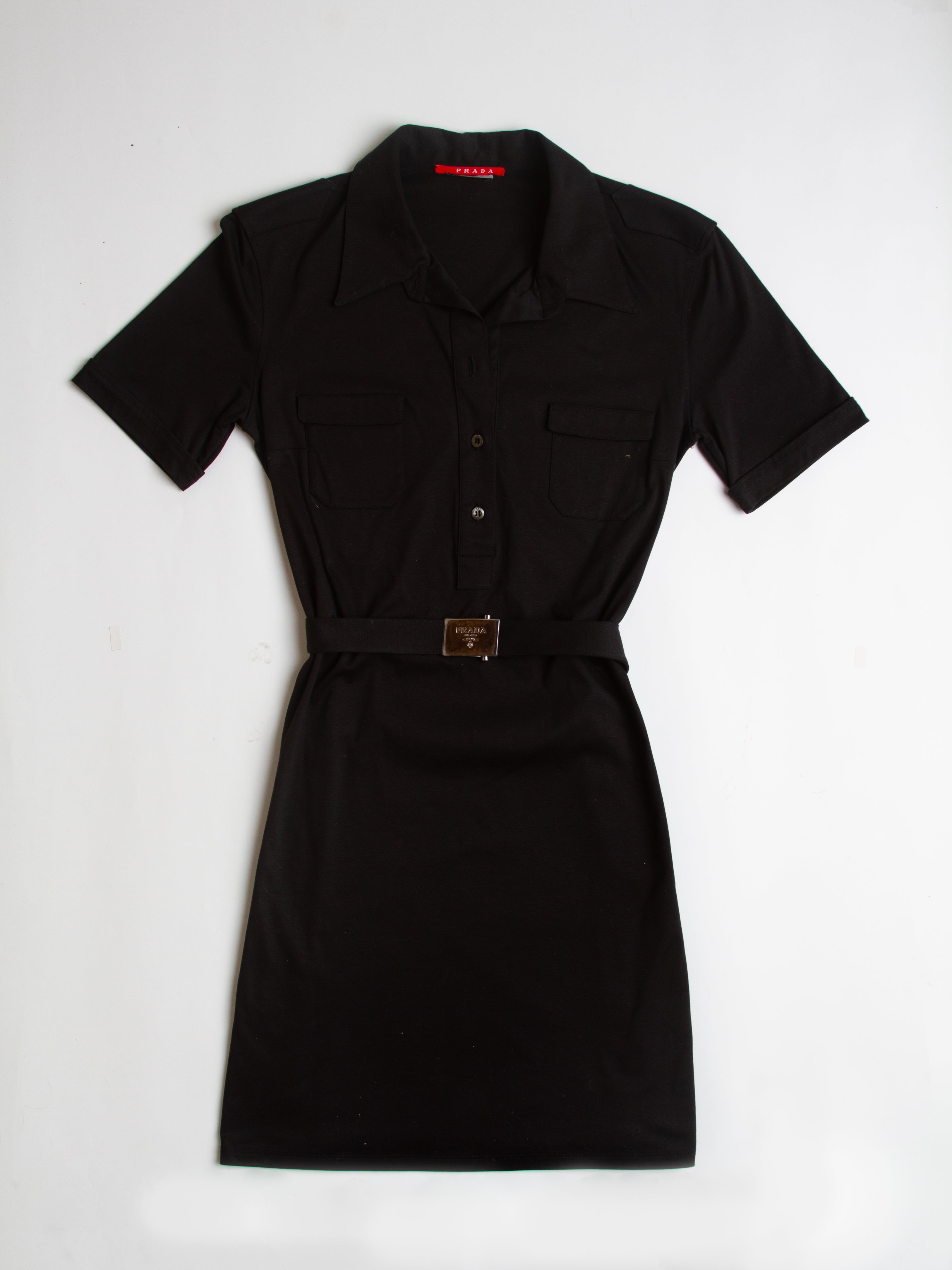 Vintage Prada Sport Buckled Short Sleeve Utility Dress Size Medium