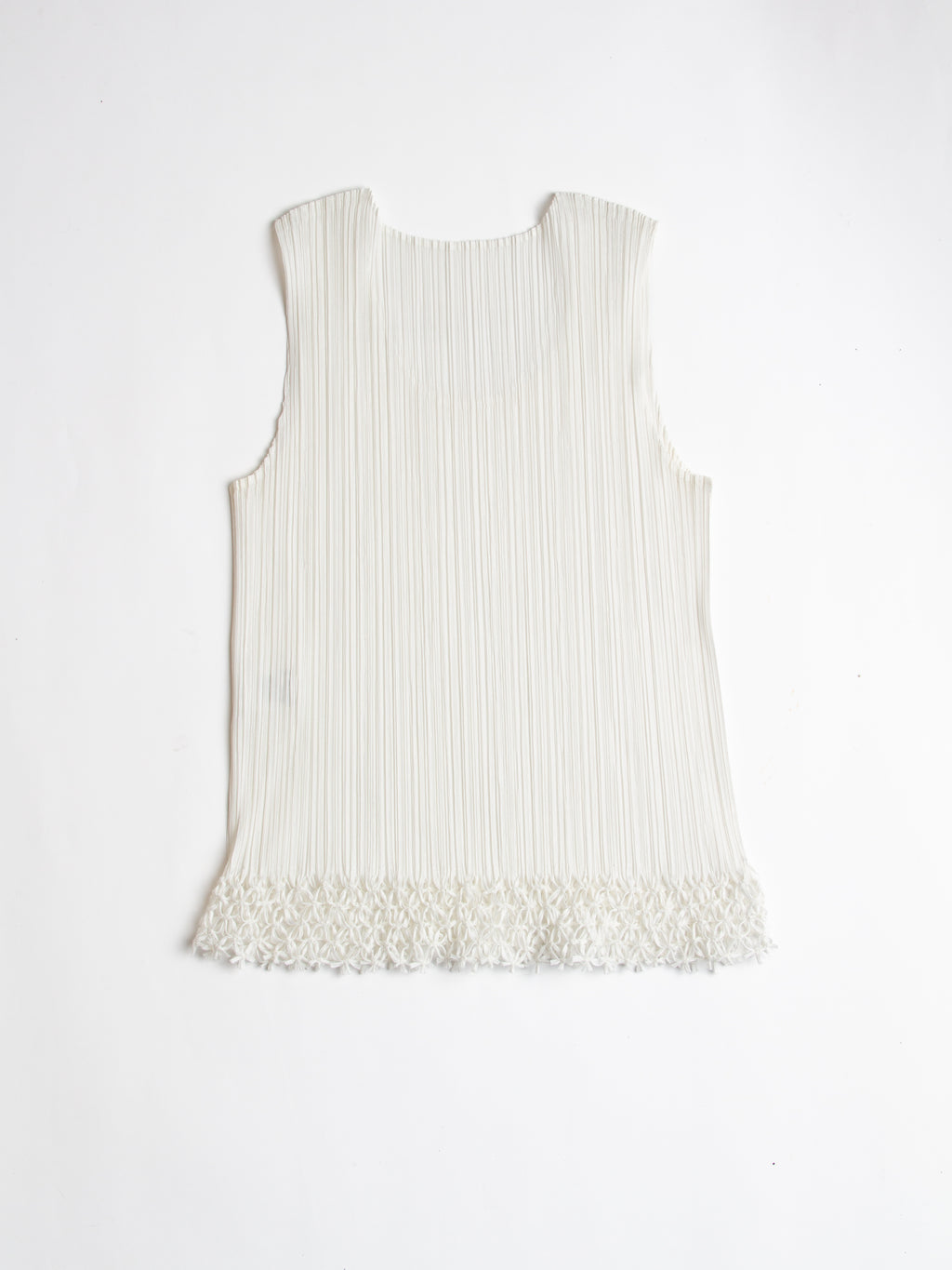 Issey Miyake Pleats Please White Cutout Fringe Top Size 2
