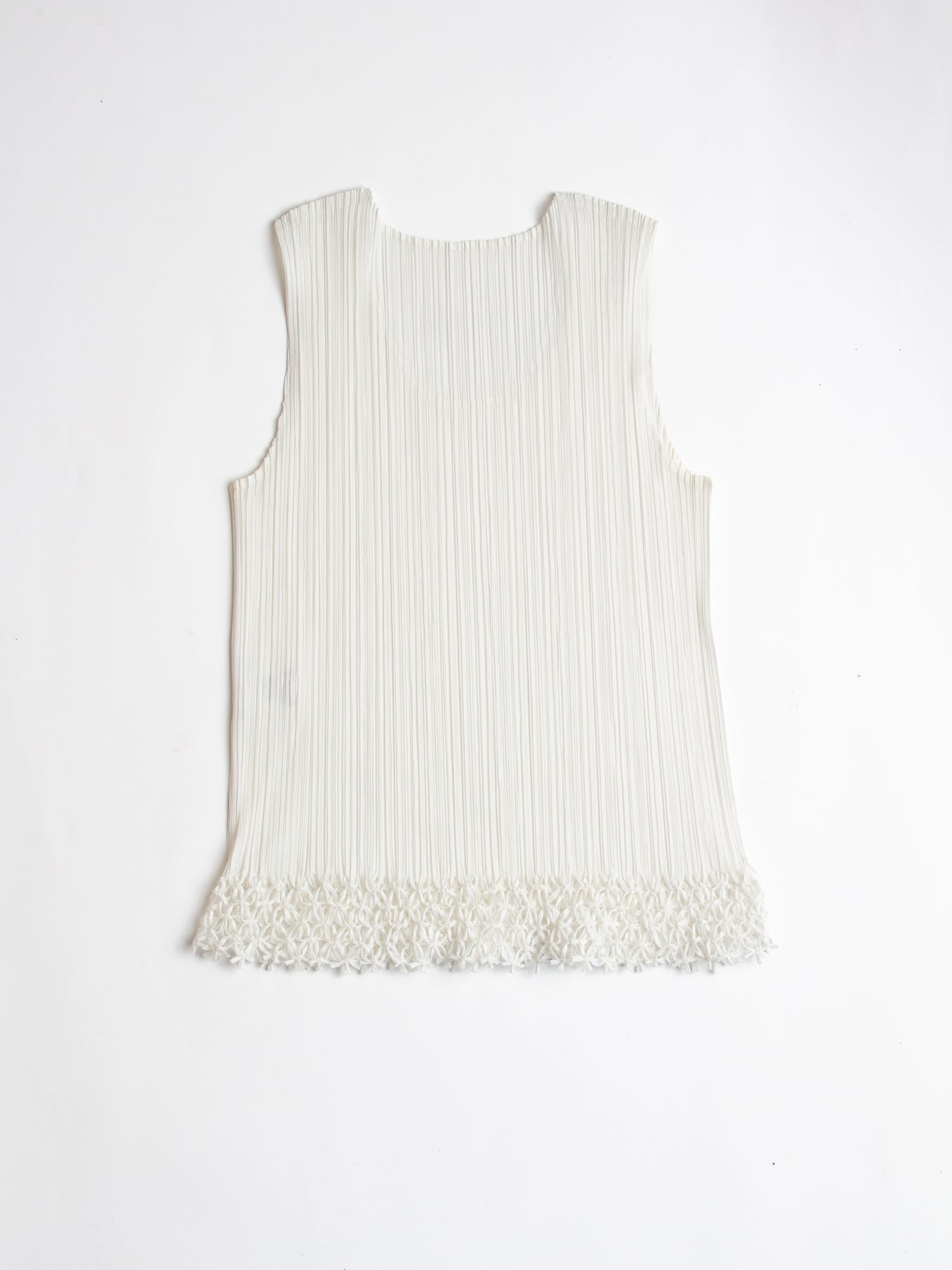 Issey Miyake Pleats Please White Cutout Fringe Top Size 2