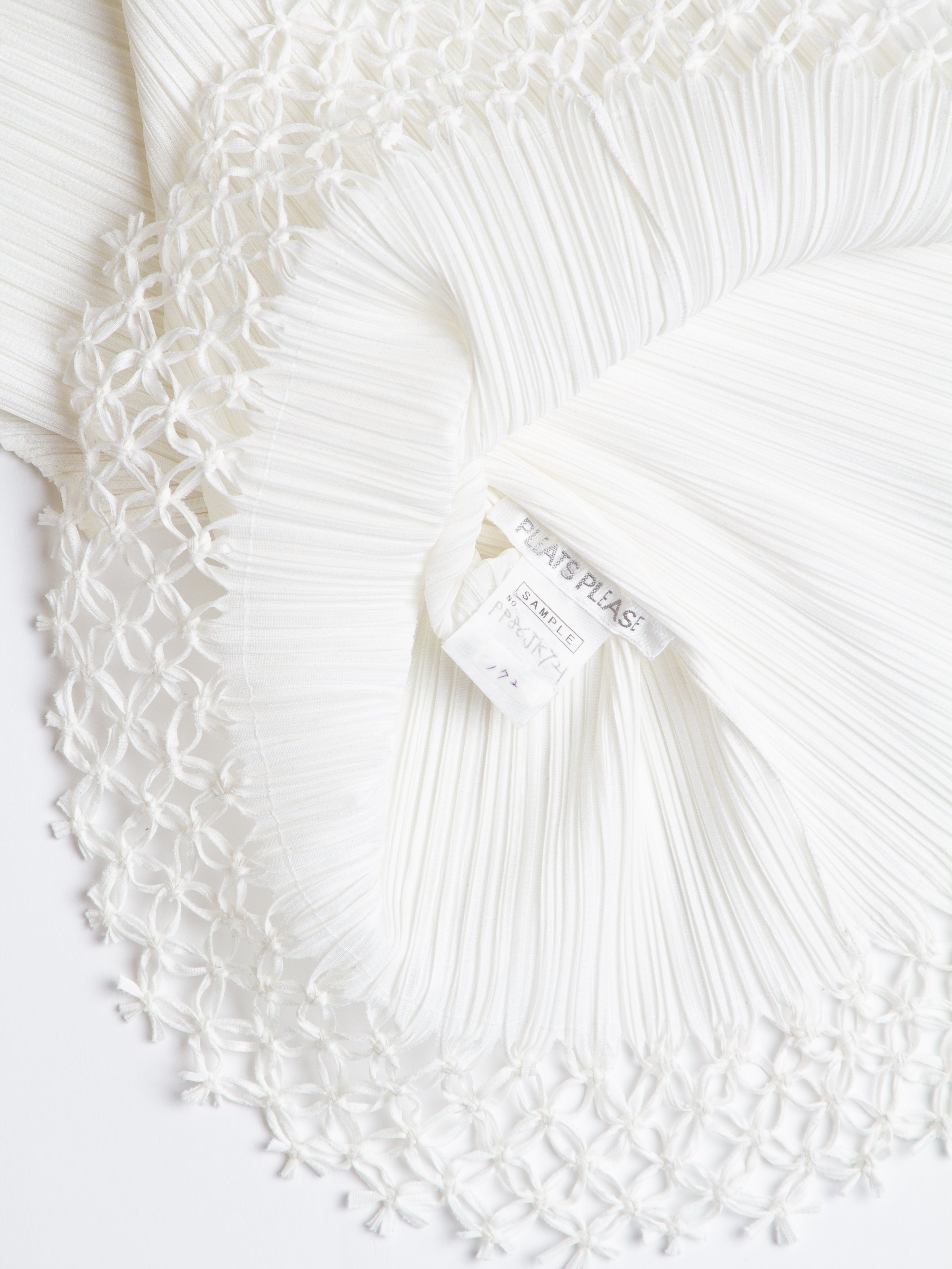 Issey Miyake Pleats Please White Cutout Fringe Top Size 2