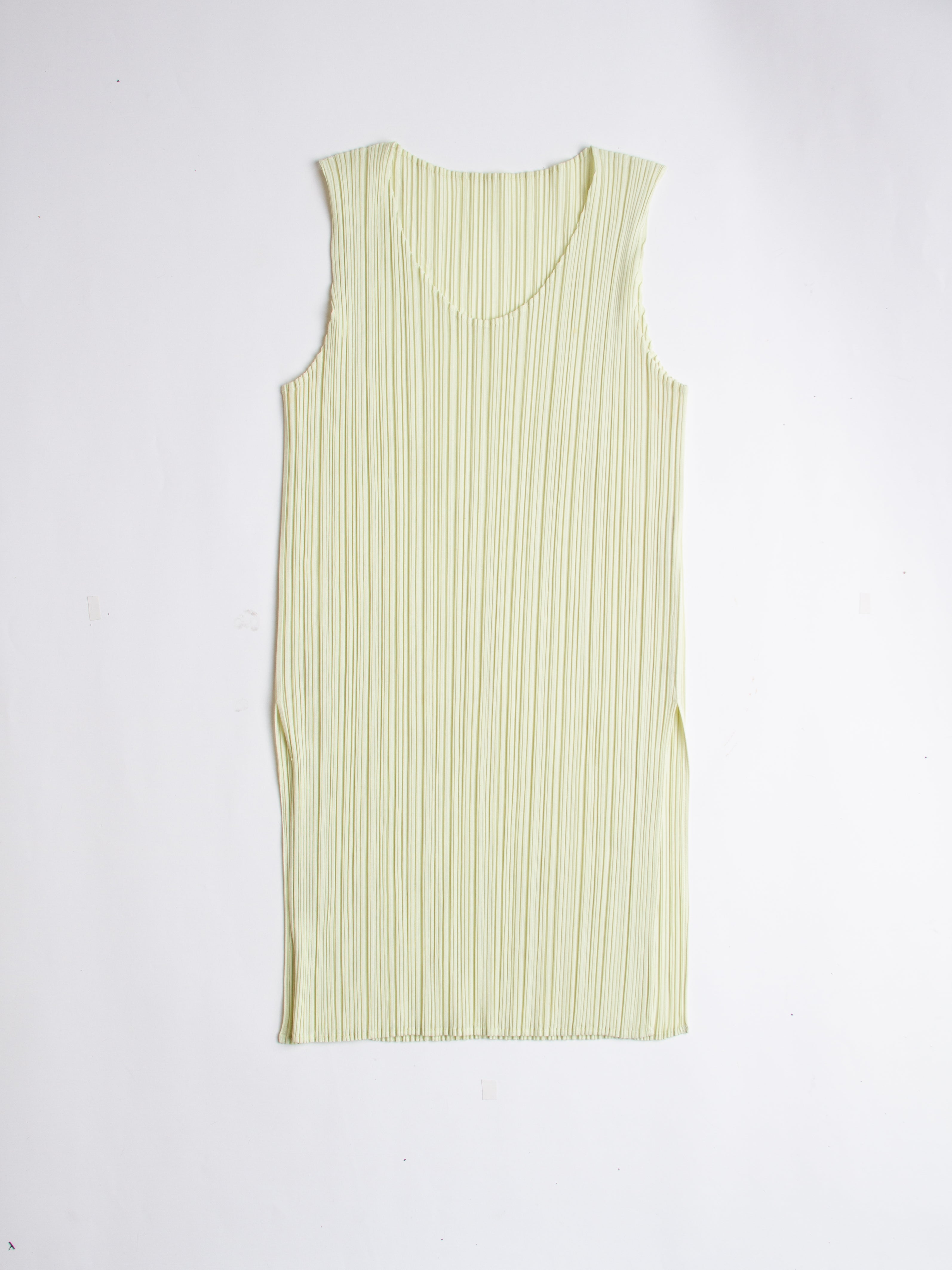 Issey Miyake Pleats Please Yellow Side Slit Tunic
