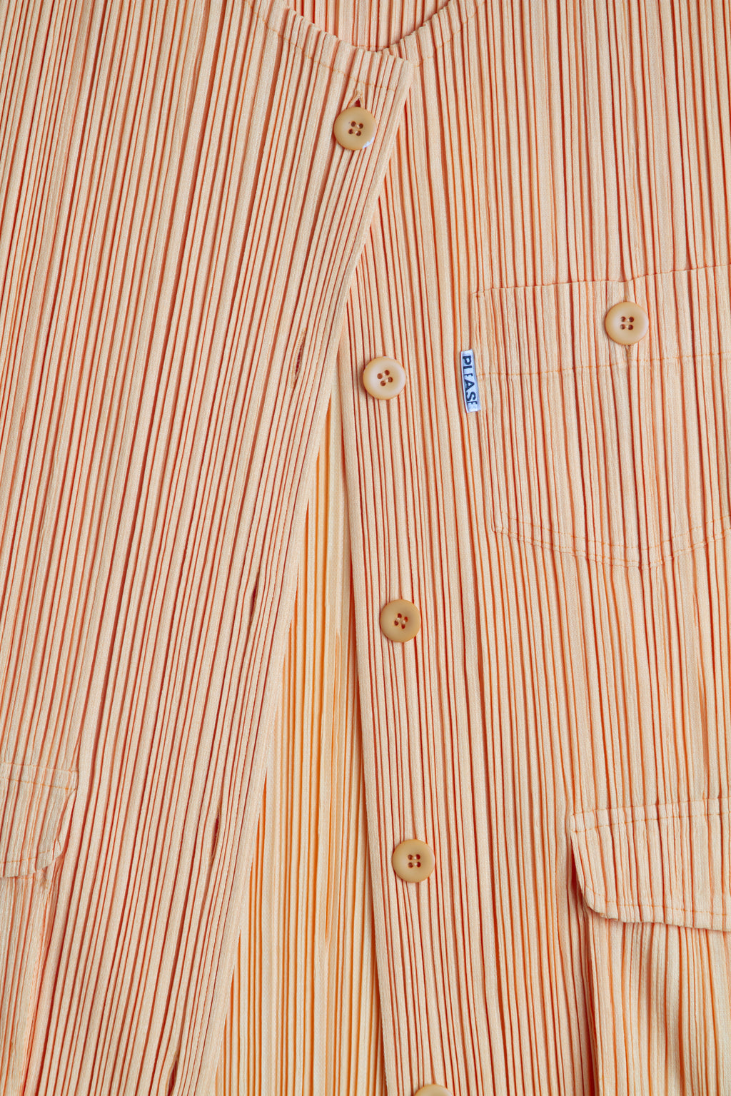 Issey Miyake Pleats Please Orange Multi Pocket Button Down Sleeveless Vest