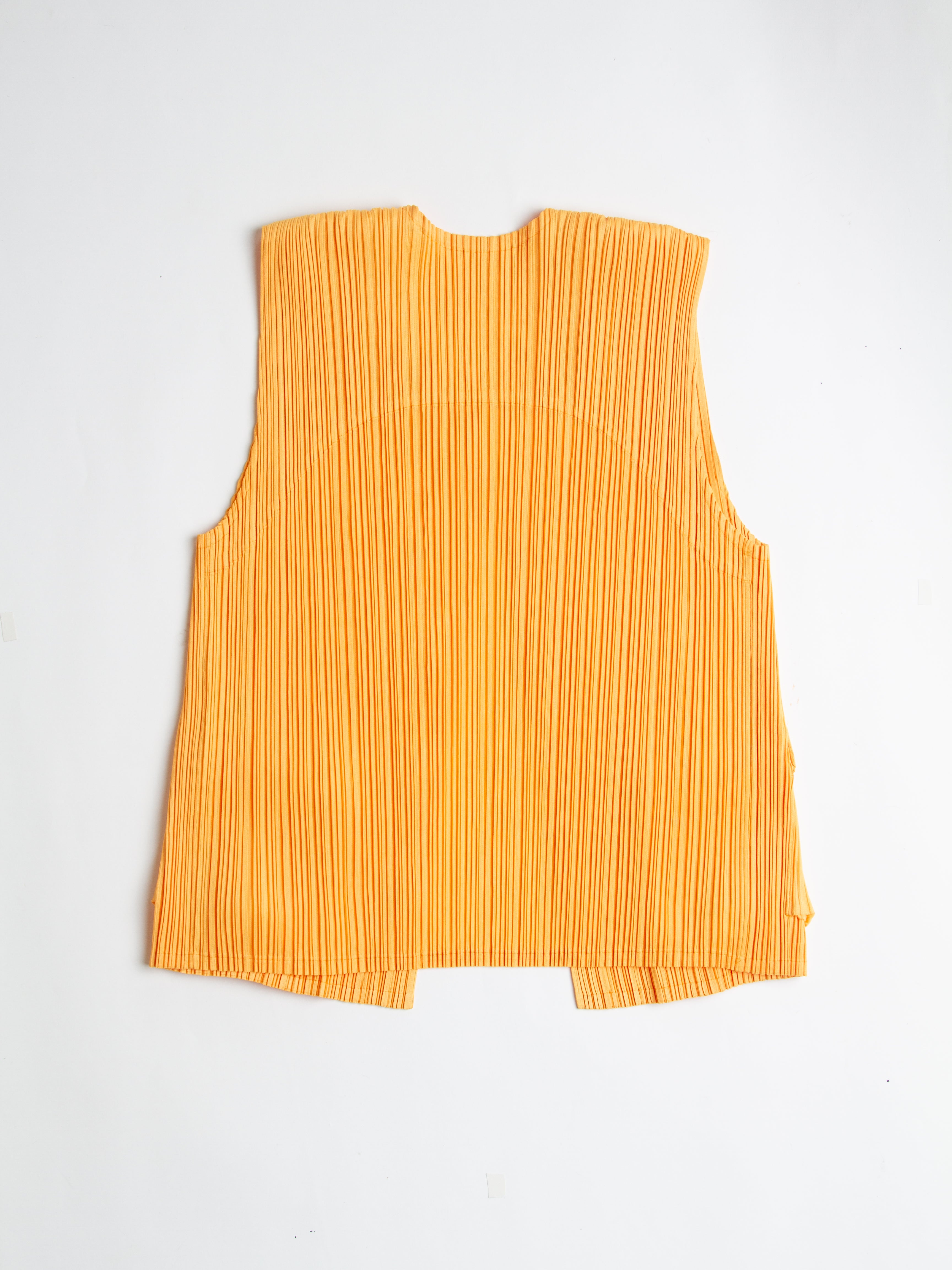 Issey Miyake Pleats Please Orange Multi Pocket Button Down Sleeveless Vest