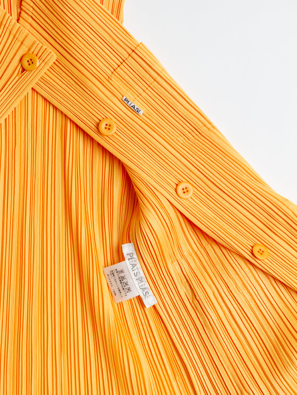 Issey Miyake Pleats Please Orange Multi Pocket Button Down Sleeveless Vest