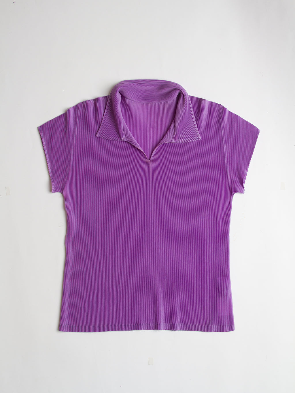 Issey Miyake Pleats Please Purple V Neck Short Sleeve Top Size 2