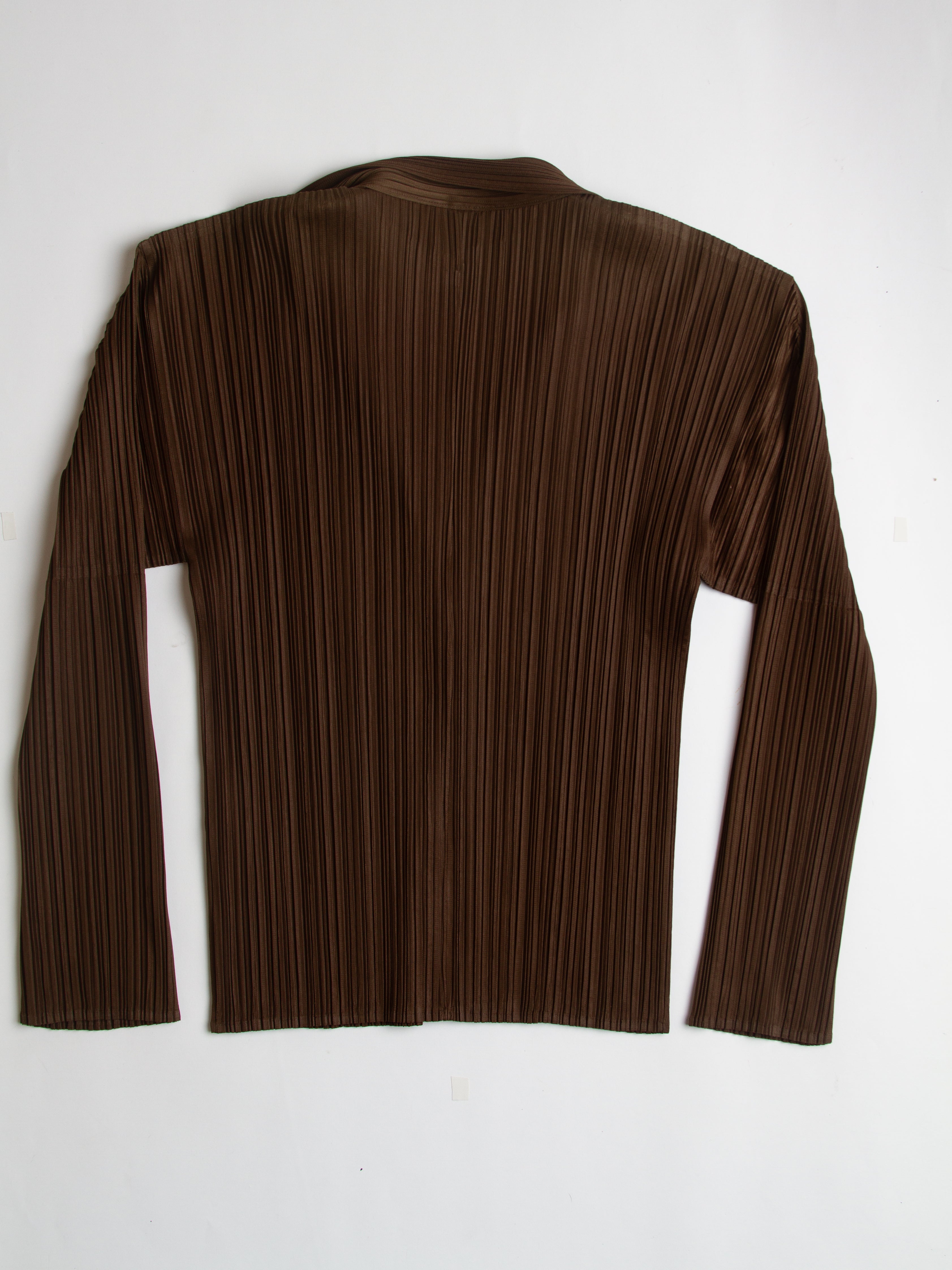 Issey Miyake Pleats Please Brown Button Collared Shirt Size 2