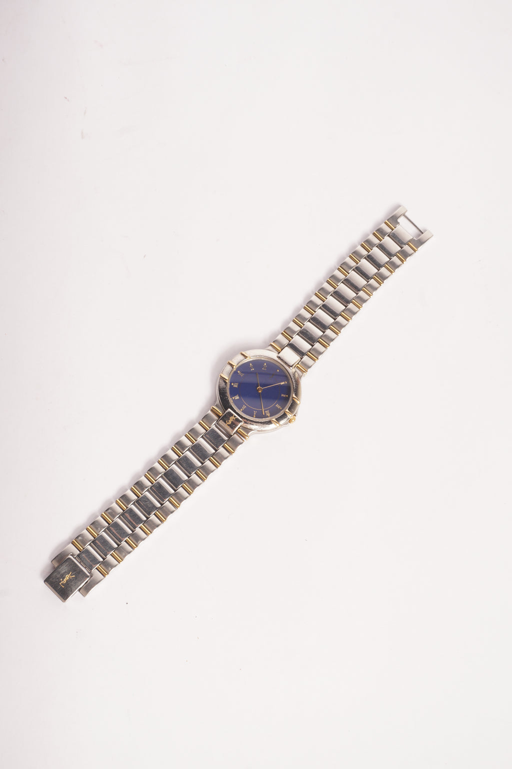 Yves Saint Laurent Blue Dial Two Tone Quartz Watch