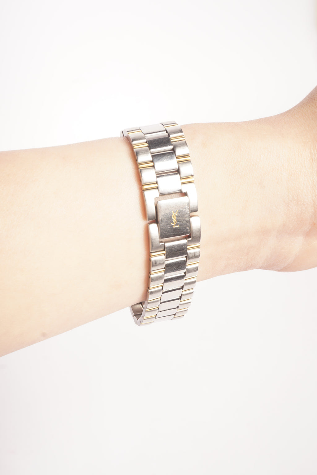 Yves Saint Laurent Blue Dial Two Tone Quartz Watch