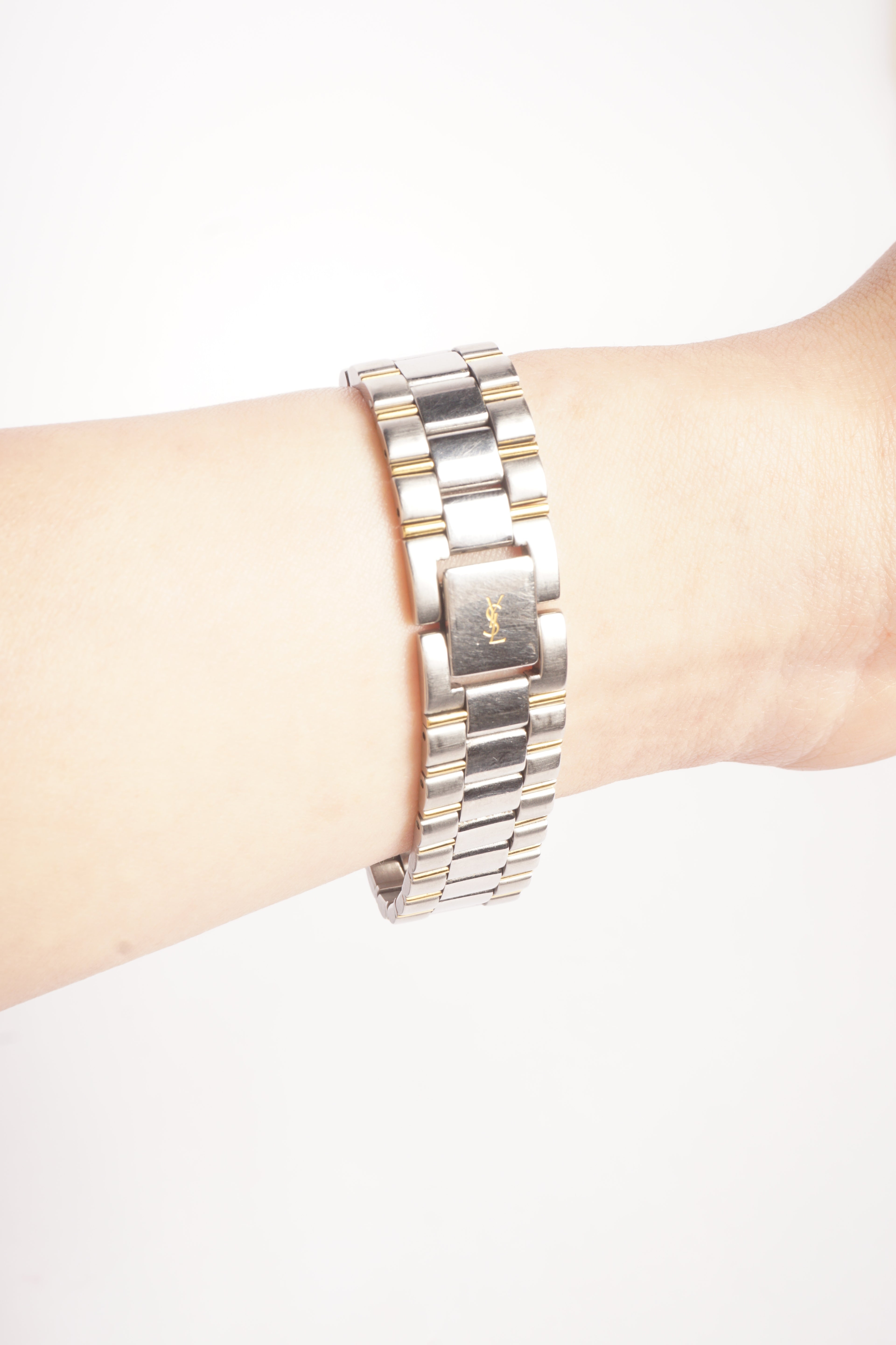 Yves Saint Laurent Blue Dial Two Tone Quartz Watch