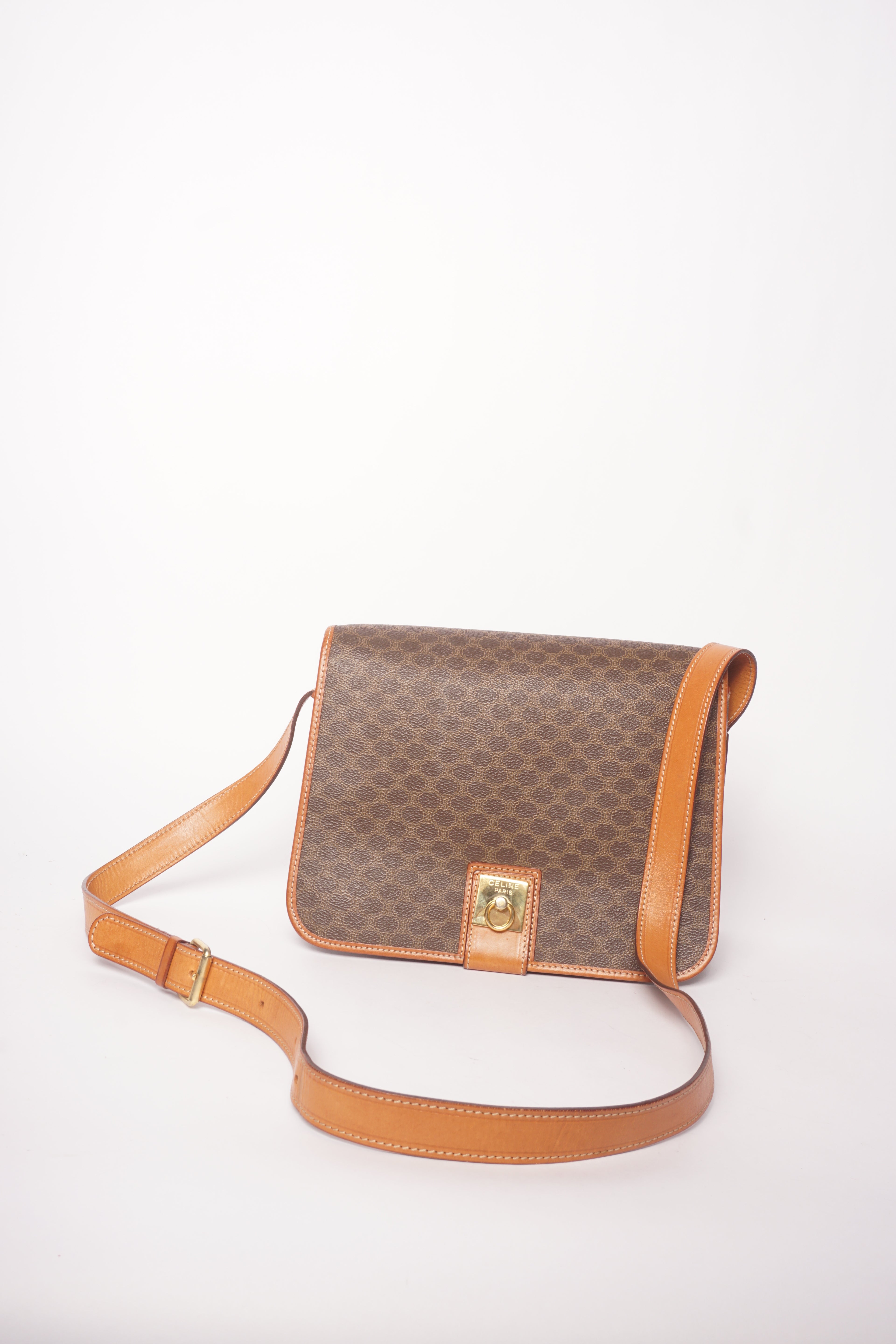 Celine Brown Macadam Messenger Bag