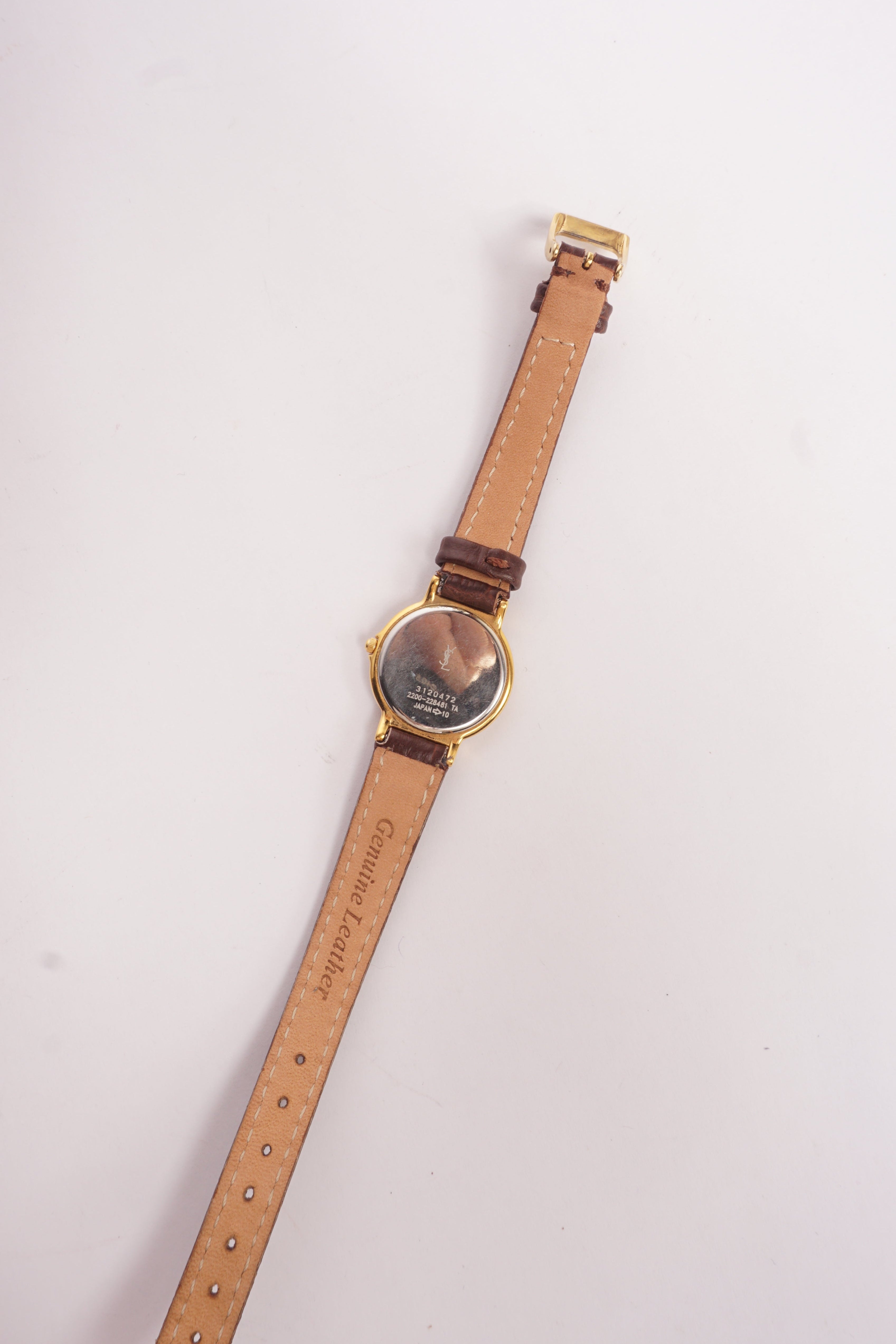 Yves Saint Laurent White Dial Two Tone Quartz Watch