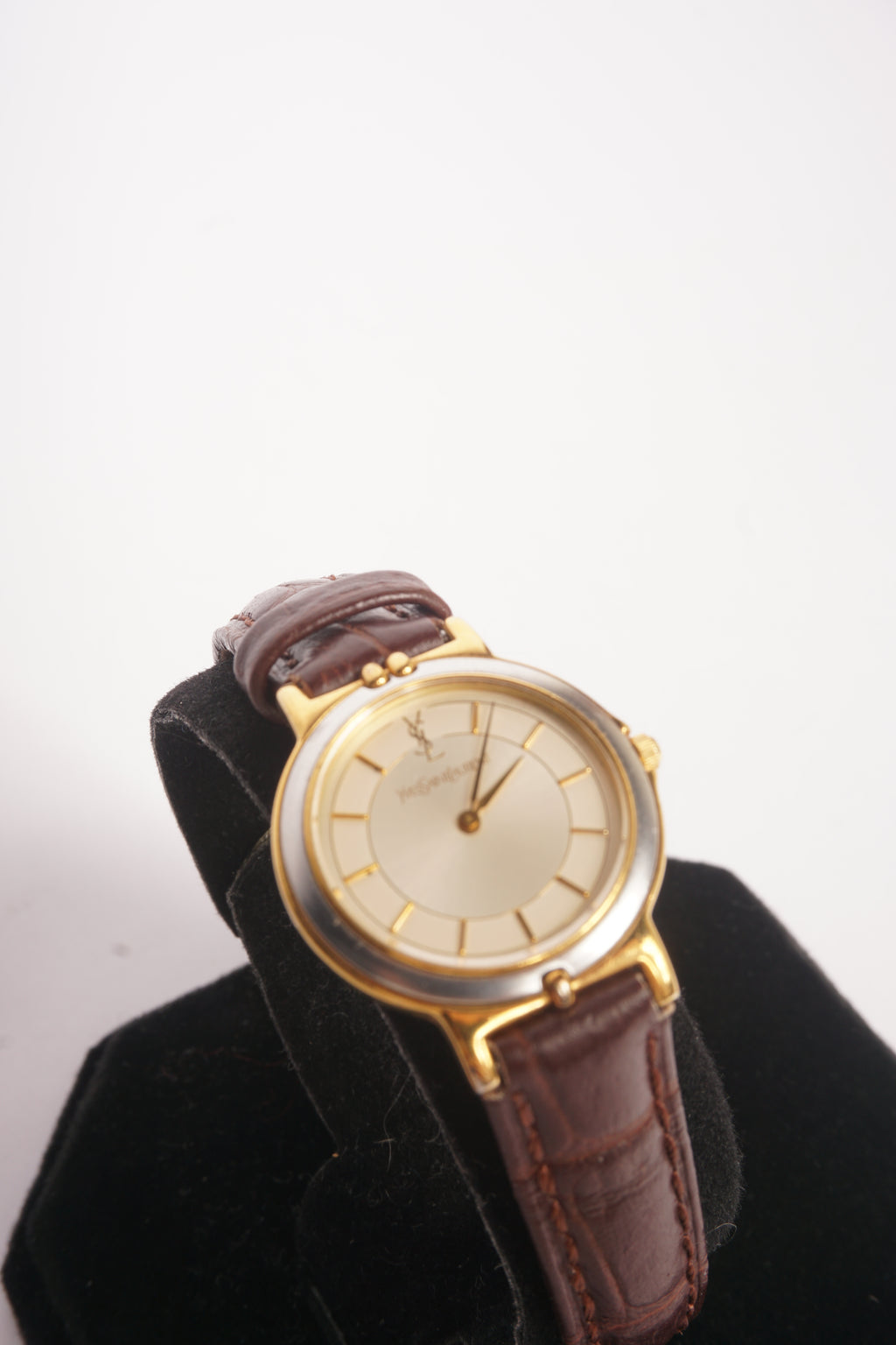 Yves Saint Laurent White Dial Two Tone Quartz Watch