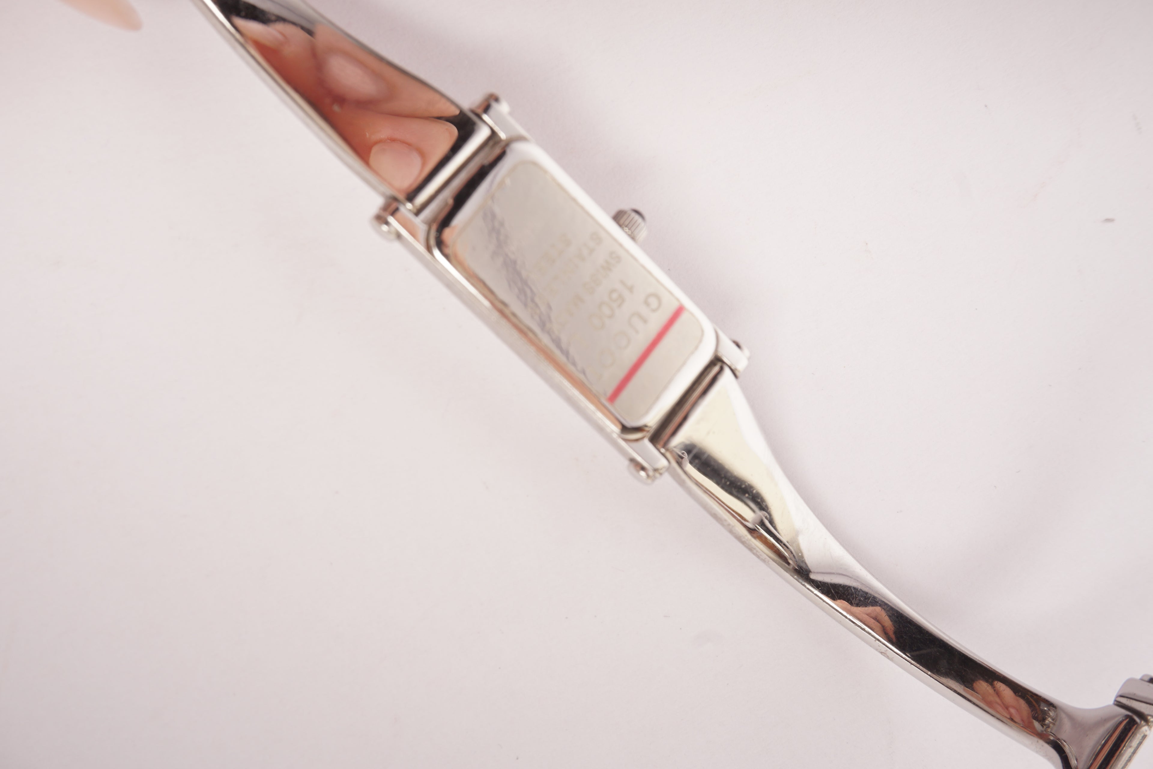 Gucci Black Dial Silver Bangle 1500L Quartz Watch