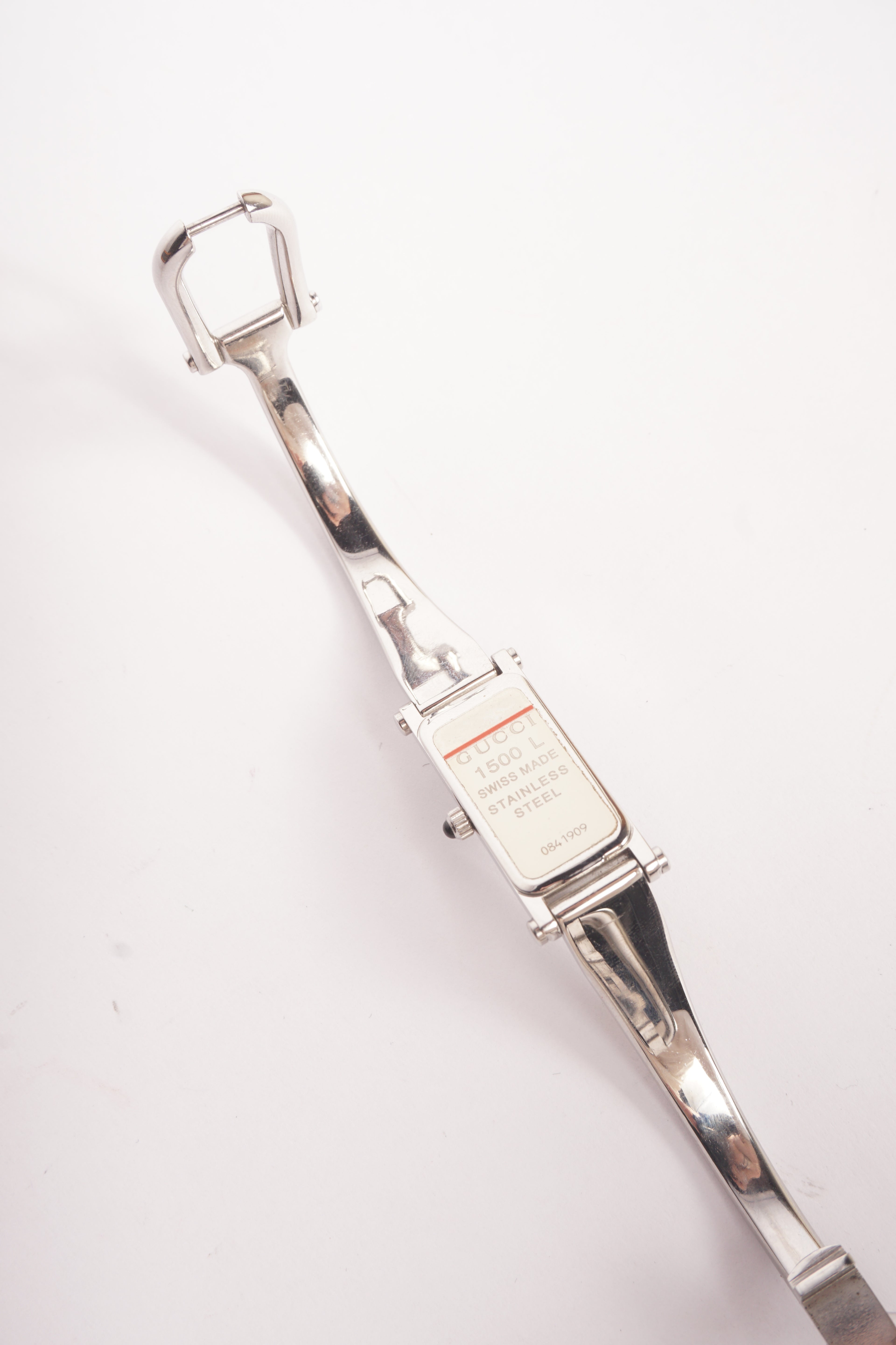 Gucci Black Dial Silver Bangle 1500L Quartz Watch