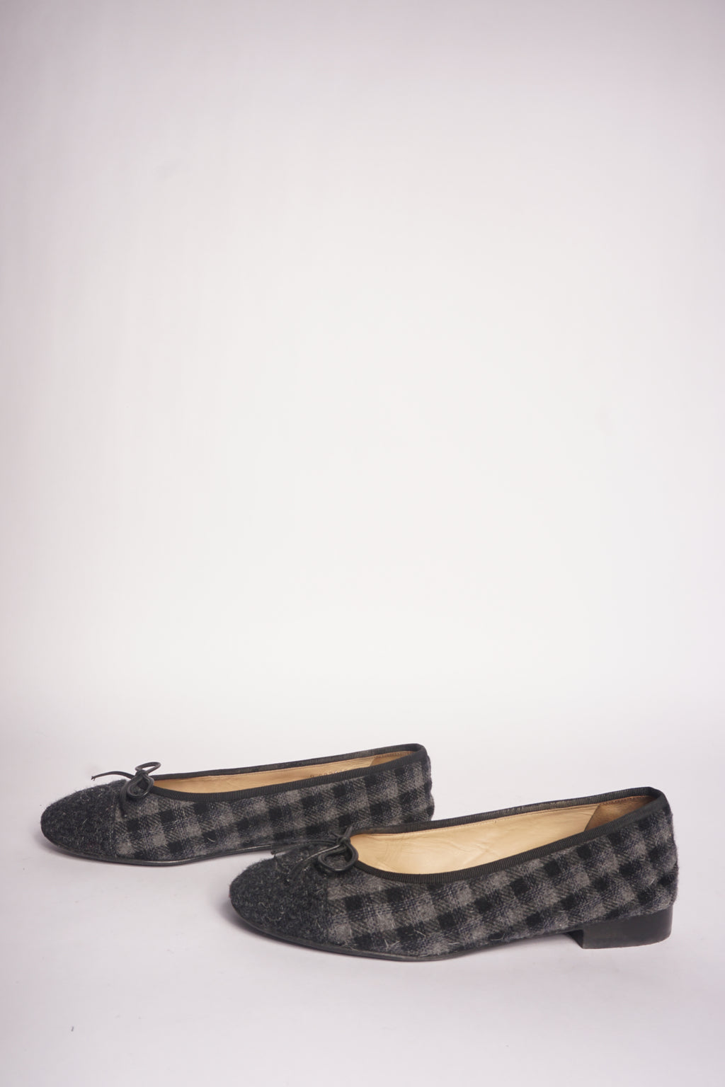 Chanel Grey Tweed Flats