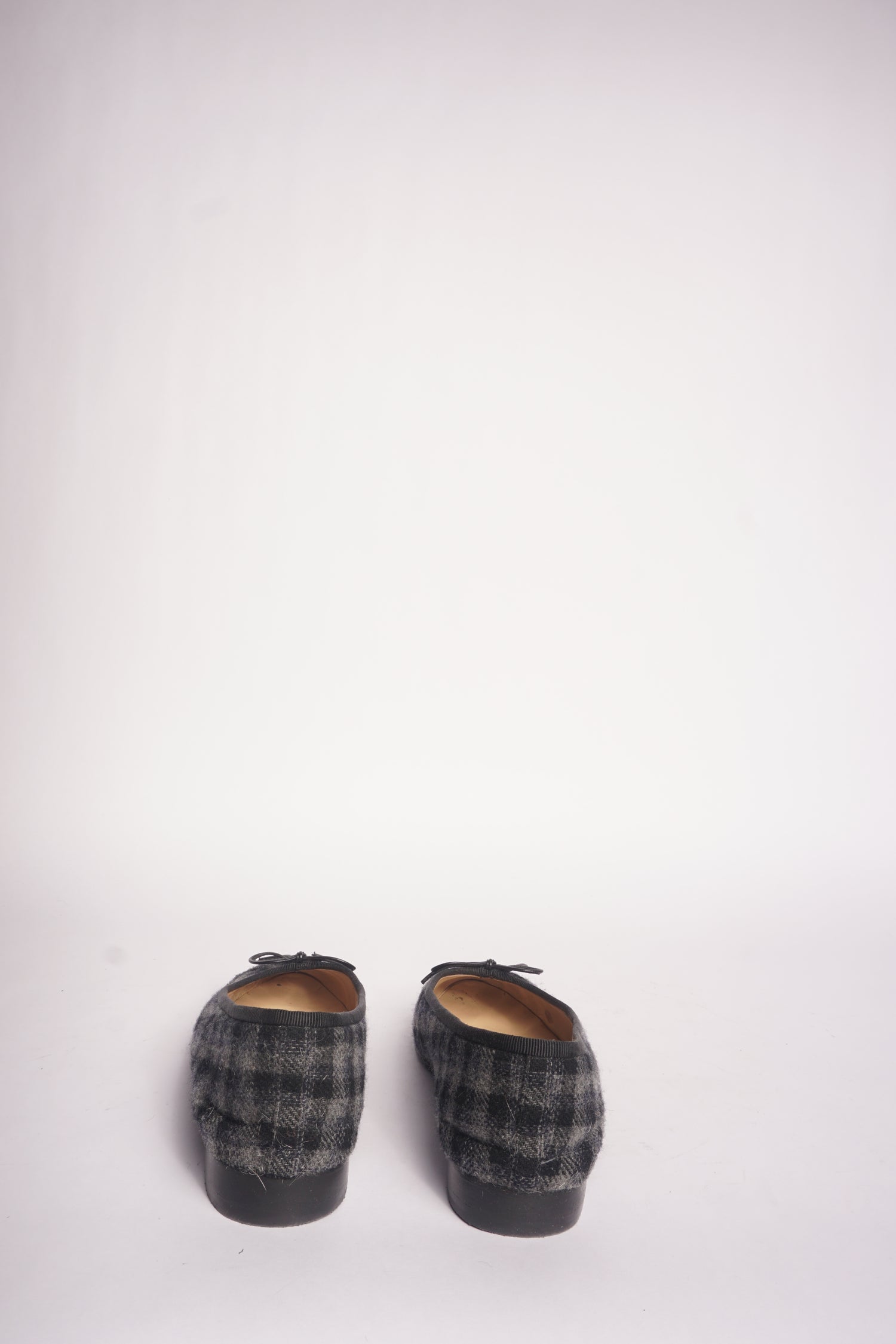 Chanel Grey Tweed Flats