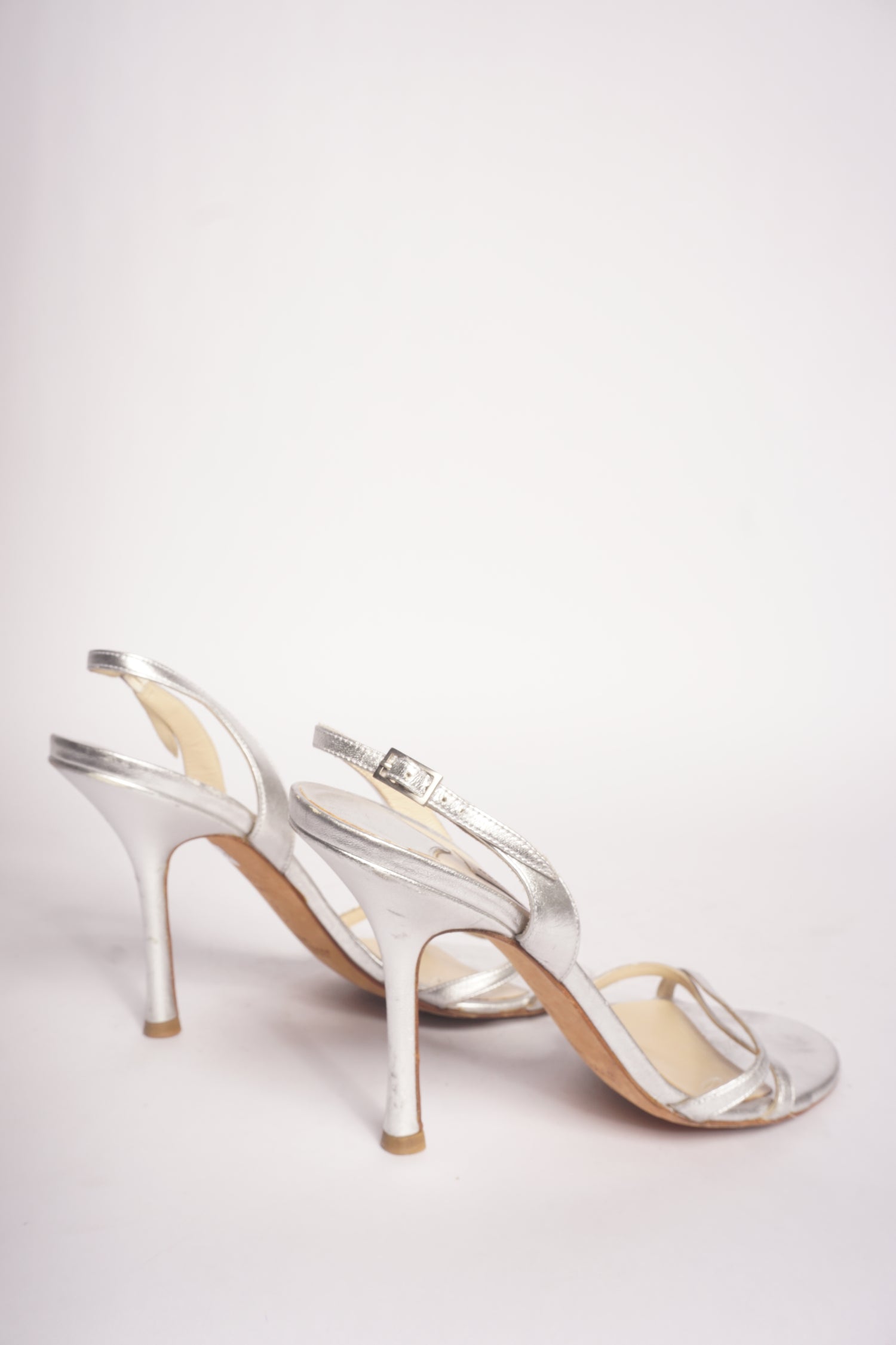 Jimmy Choo Silver Strappy Slingback Heels