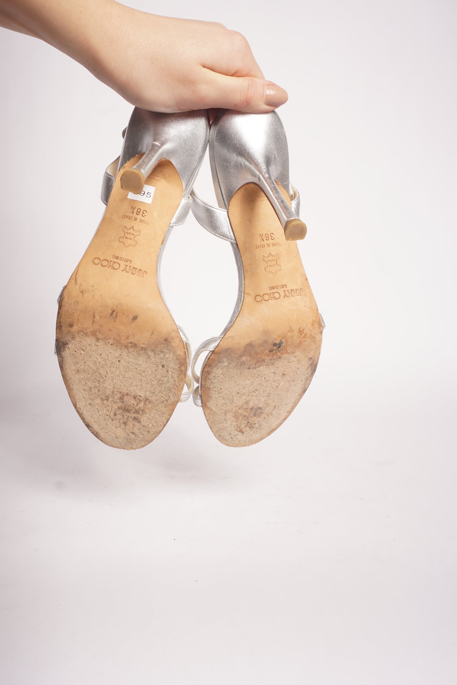 Jimmy Choo Silver Strappy Slingback Heels
