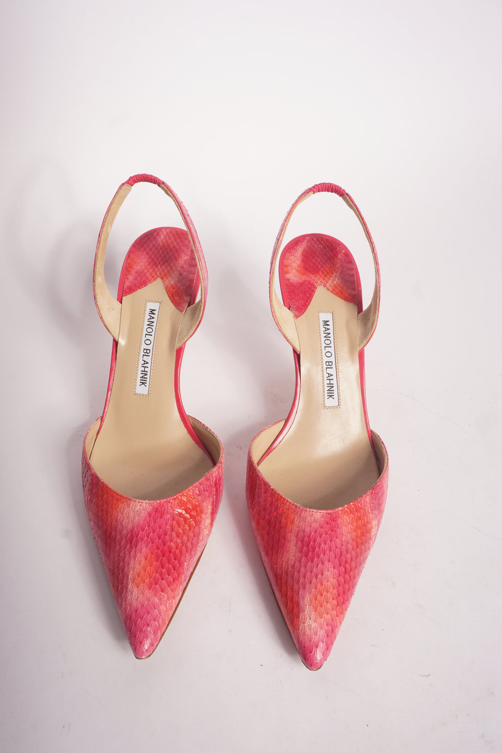 Manolo Blahnik Pink Pointed Toe Slingback Heels