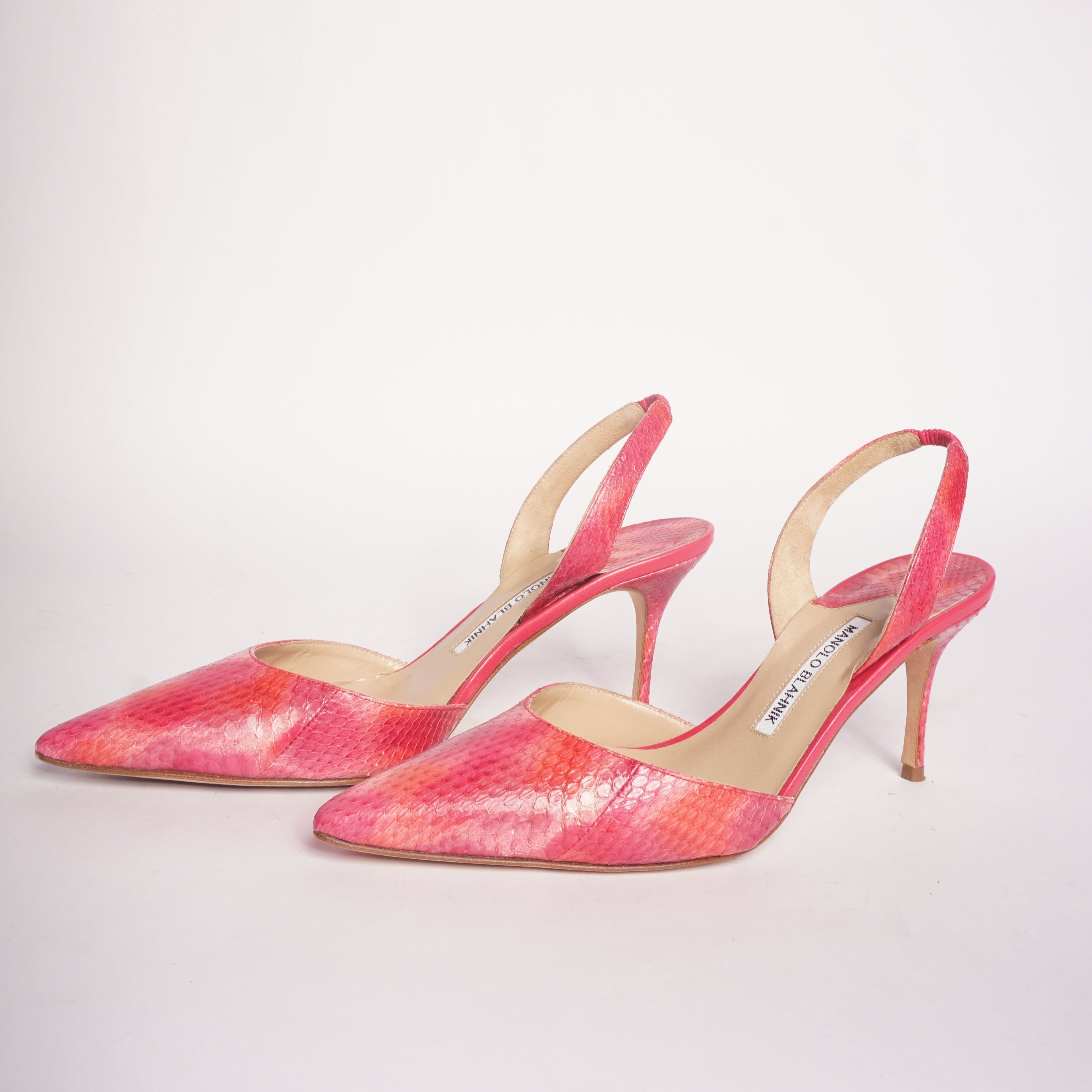 Manolo Blahnik Pink Pointed Toe Slingback Heels