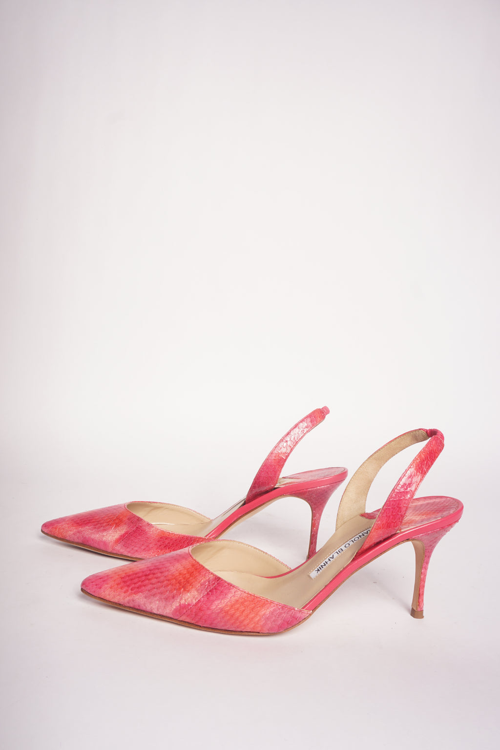 Manolo Blahnik Pink Pointed Toe Slingback Heels