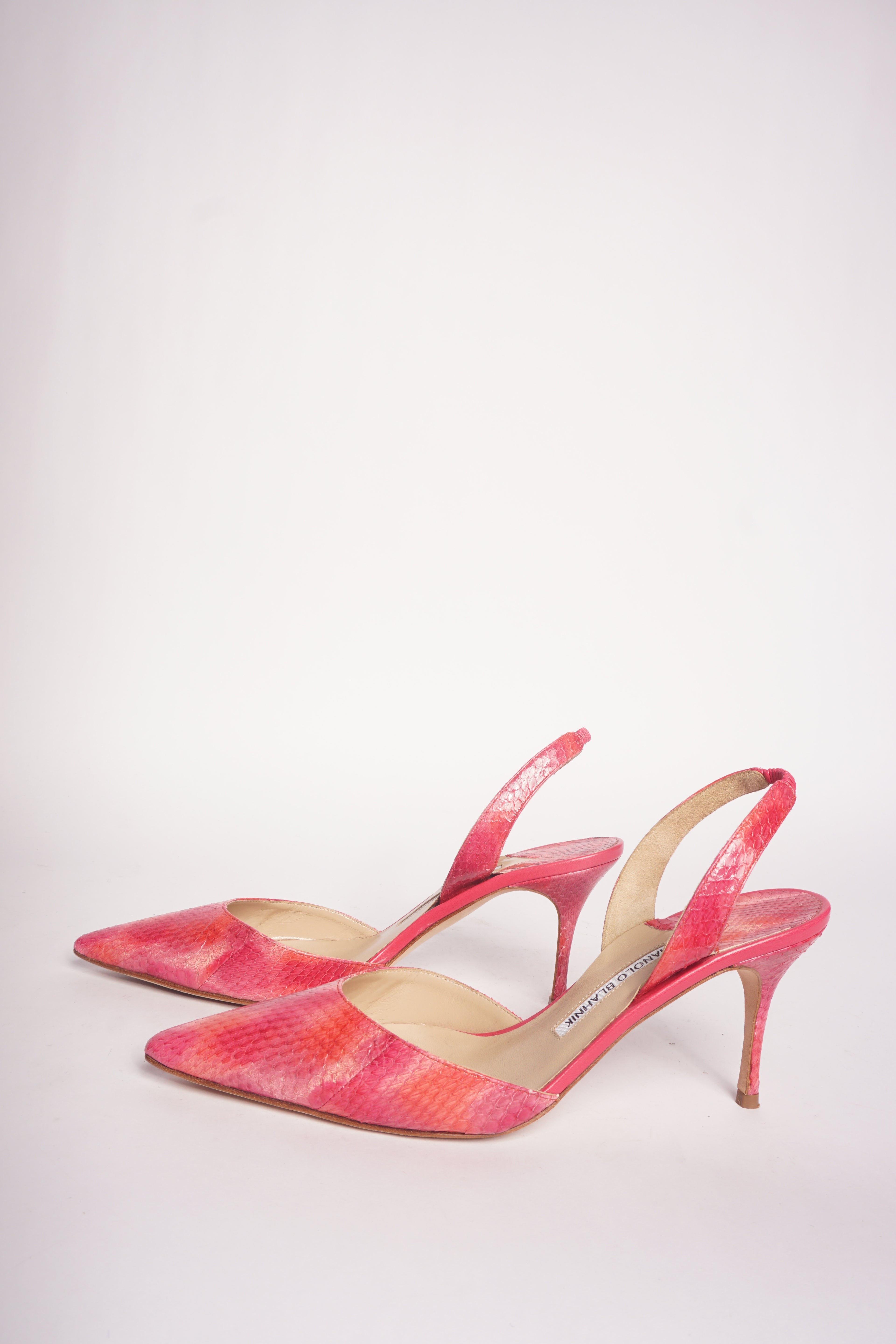 Manolo Blahnik Pink Pointed Toe Slingback Heels