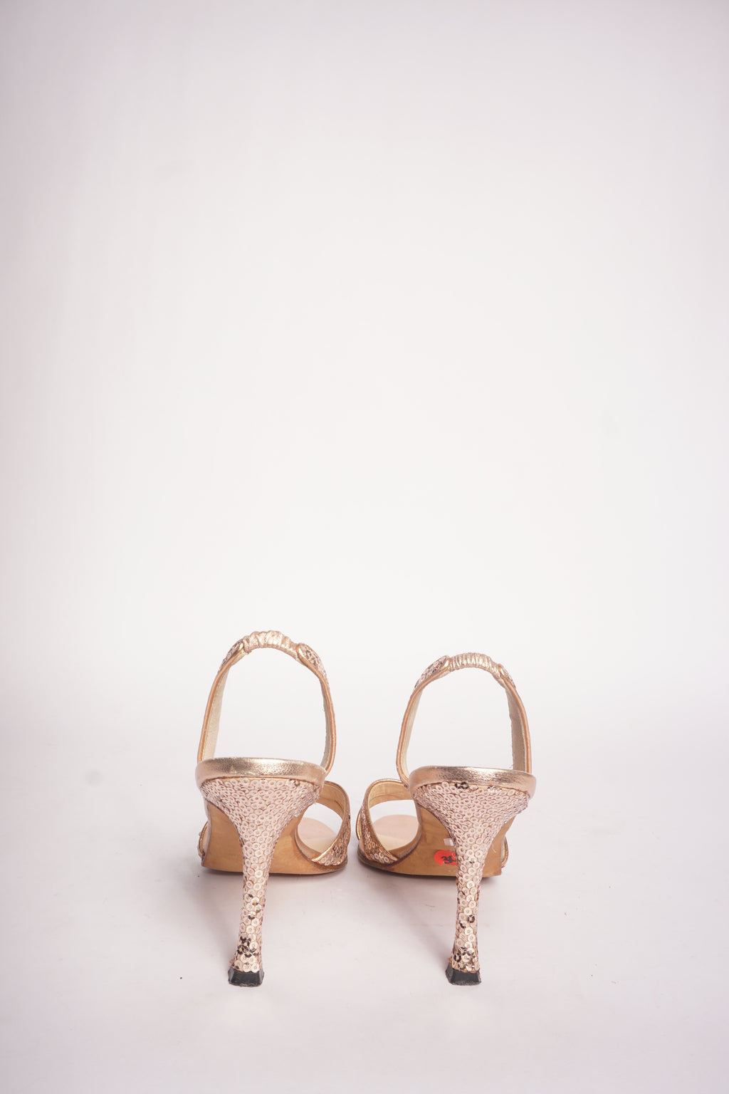 Manolo Blahnik Slingback Rose Gold Sequin Heels