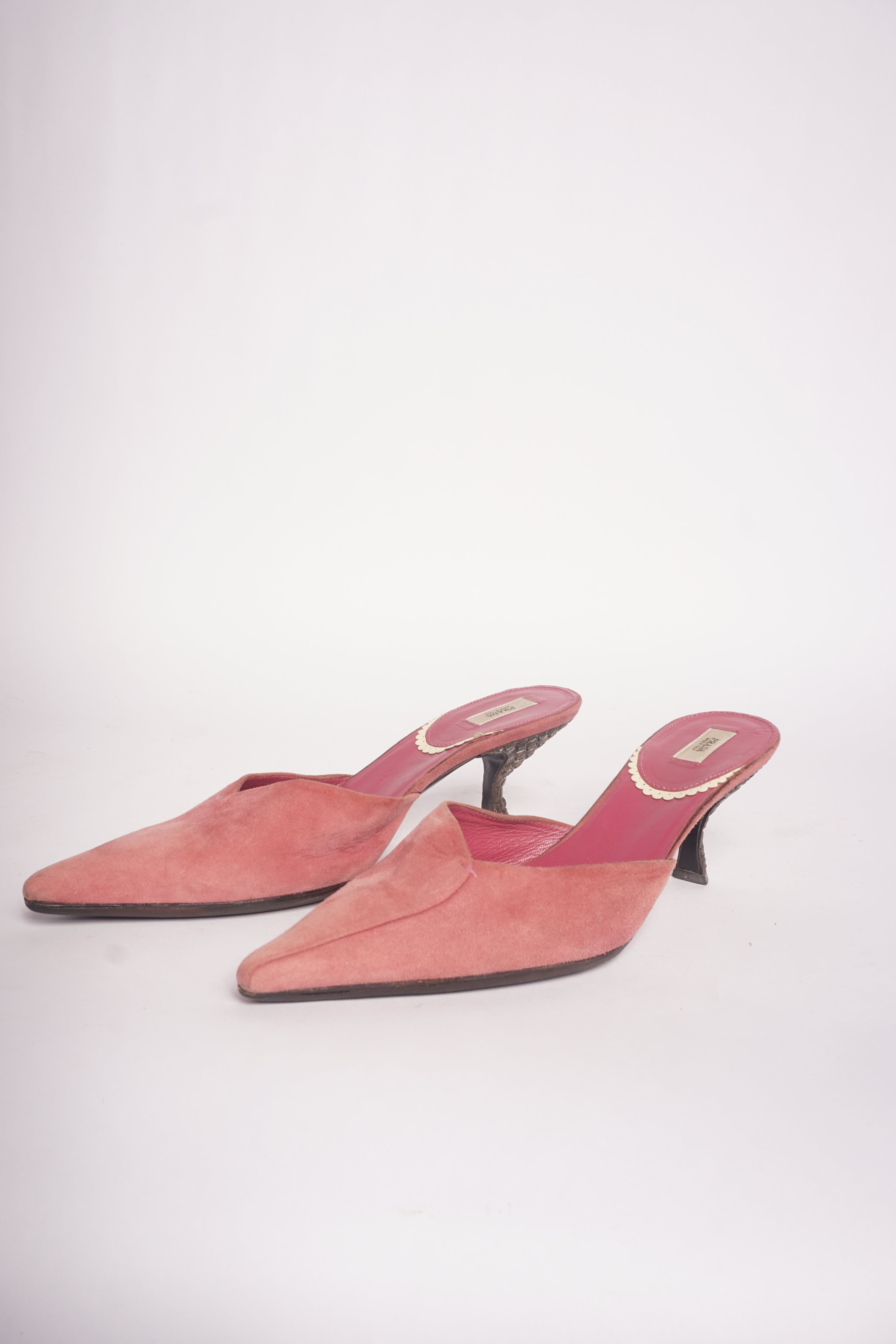 Prada Suede Pink Mules