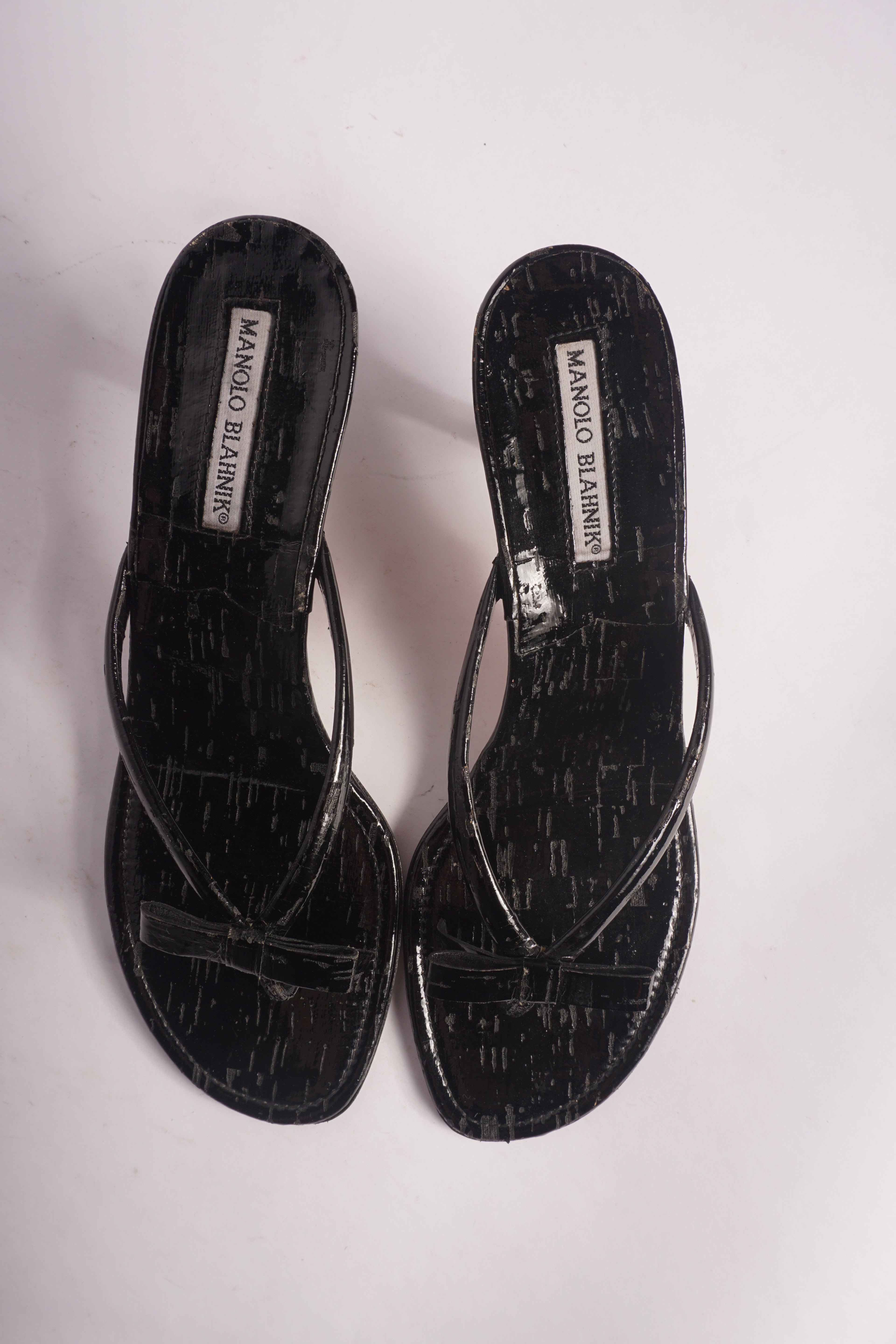 Manolo Blahnik Black Bow Sandals